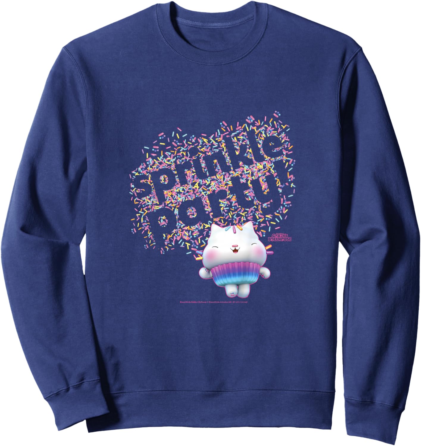 Kids Gabby's Dollhouse Cakey Cat Sprinkle Party Sweatshirt - Sweatshirt | Navy