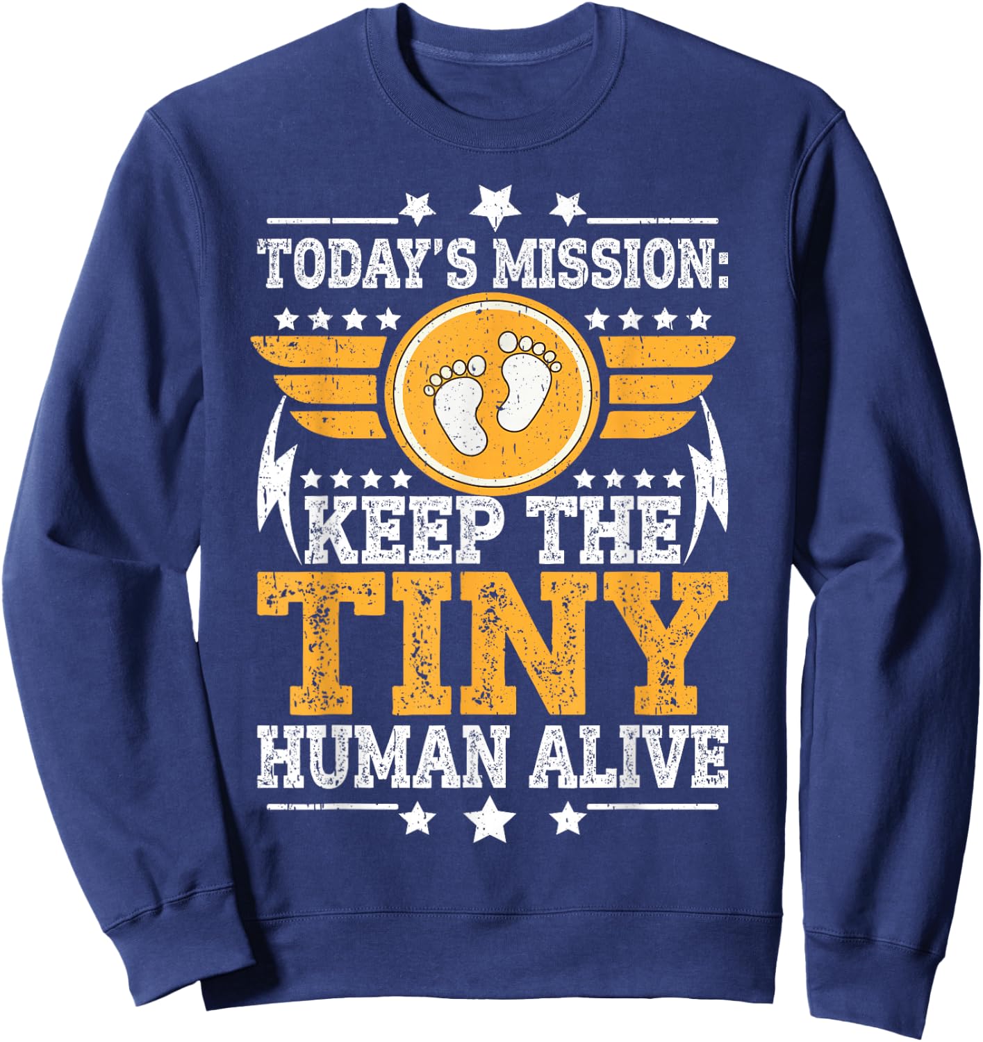 Dad Est 2026 Keep Tiny Human Alive First Time Father Day Sweatshirt - Sweatshirt | Navy