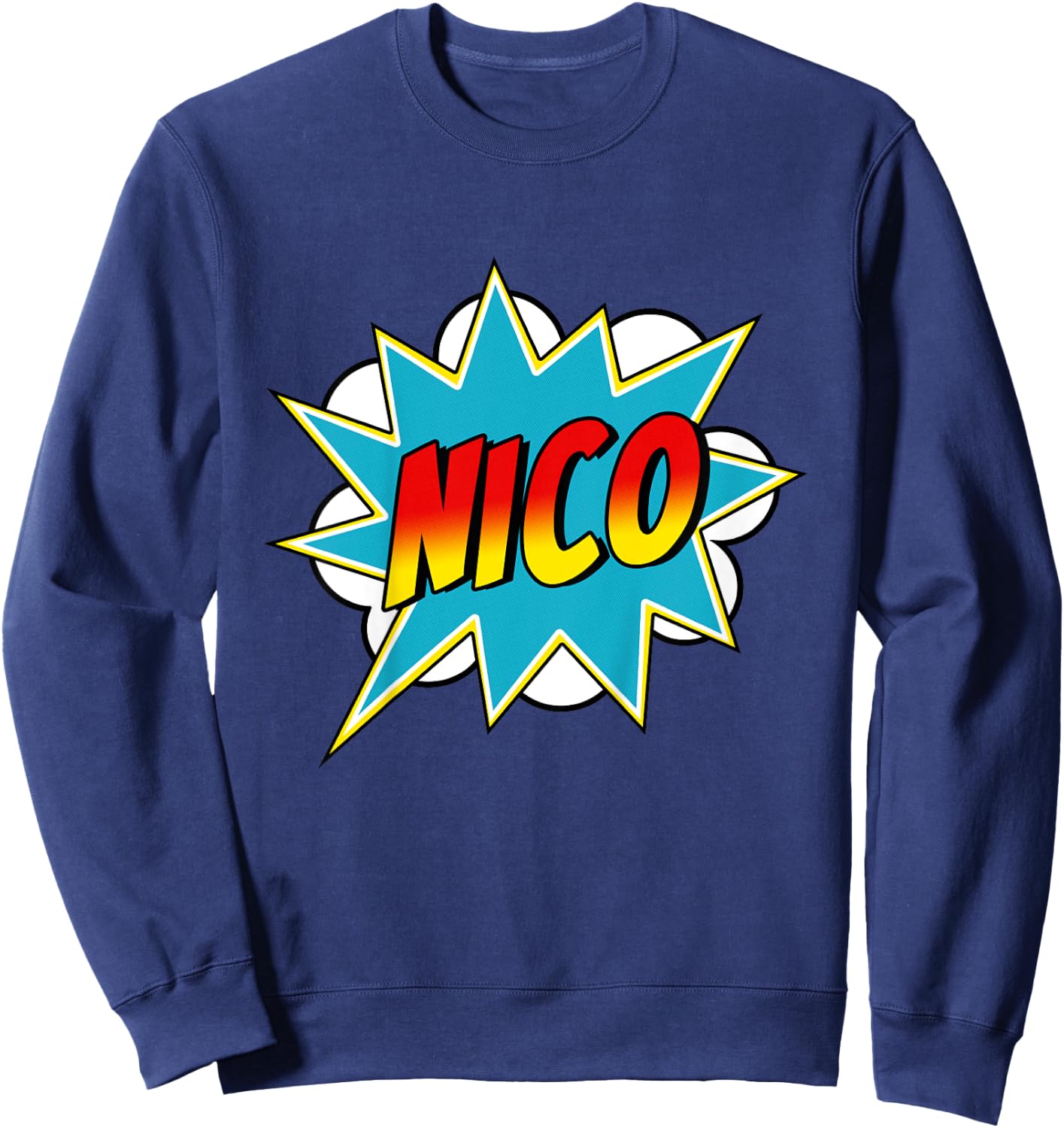 Kids Boys Nico Name Comic Book Superhero Sweatshirt - Sweatshirt | Navy