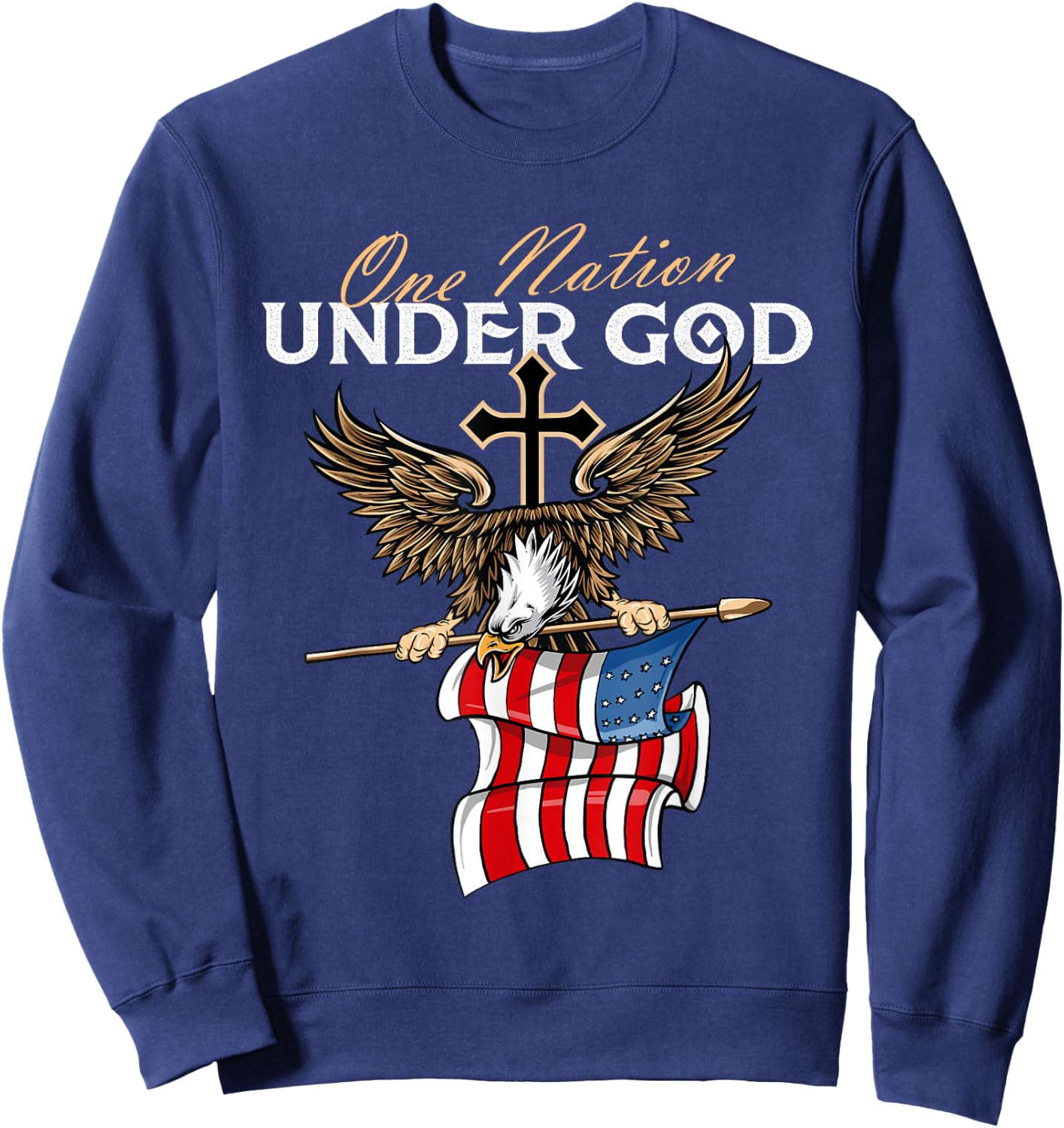 Patriotic Bald Eagle - USA American Flag 4th of July Fourth Sweatshirt - Sweatshirt | Navy