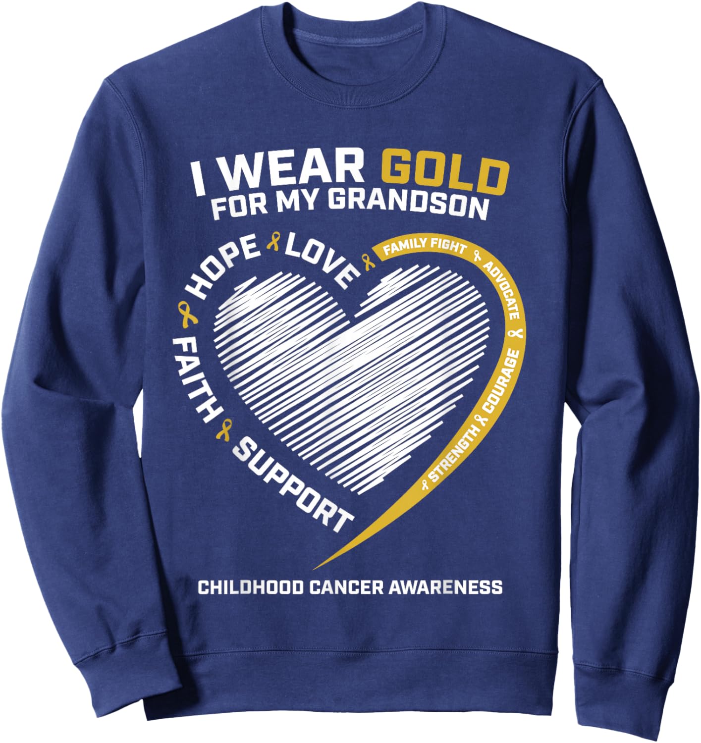 Women I Wear Gold For My Grandson Childhood Cancer Awareness Sweatshirt - Sweatshirt | Navy