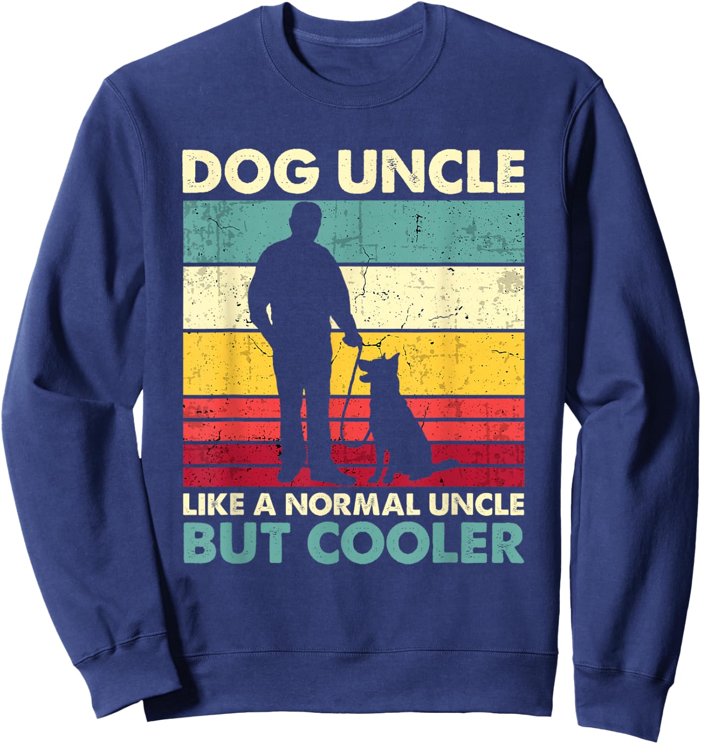 Dog Uncle - Retro Sunset Dog Lover Funny Father's Day Sweatshirt - Sweatshirt | Navy