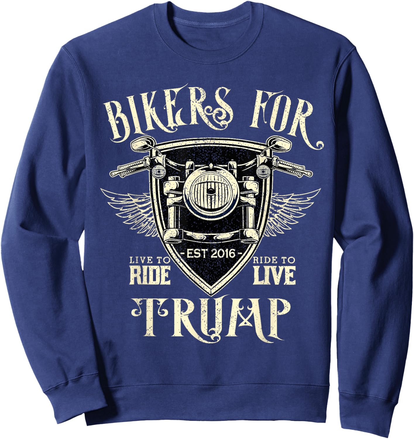 Bikers For Trump Funny Donald President 2024 Motorcycle Gift Sweatshirt - Sweatshirt | Navy