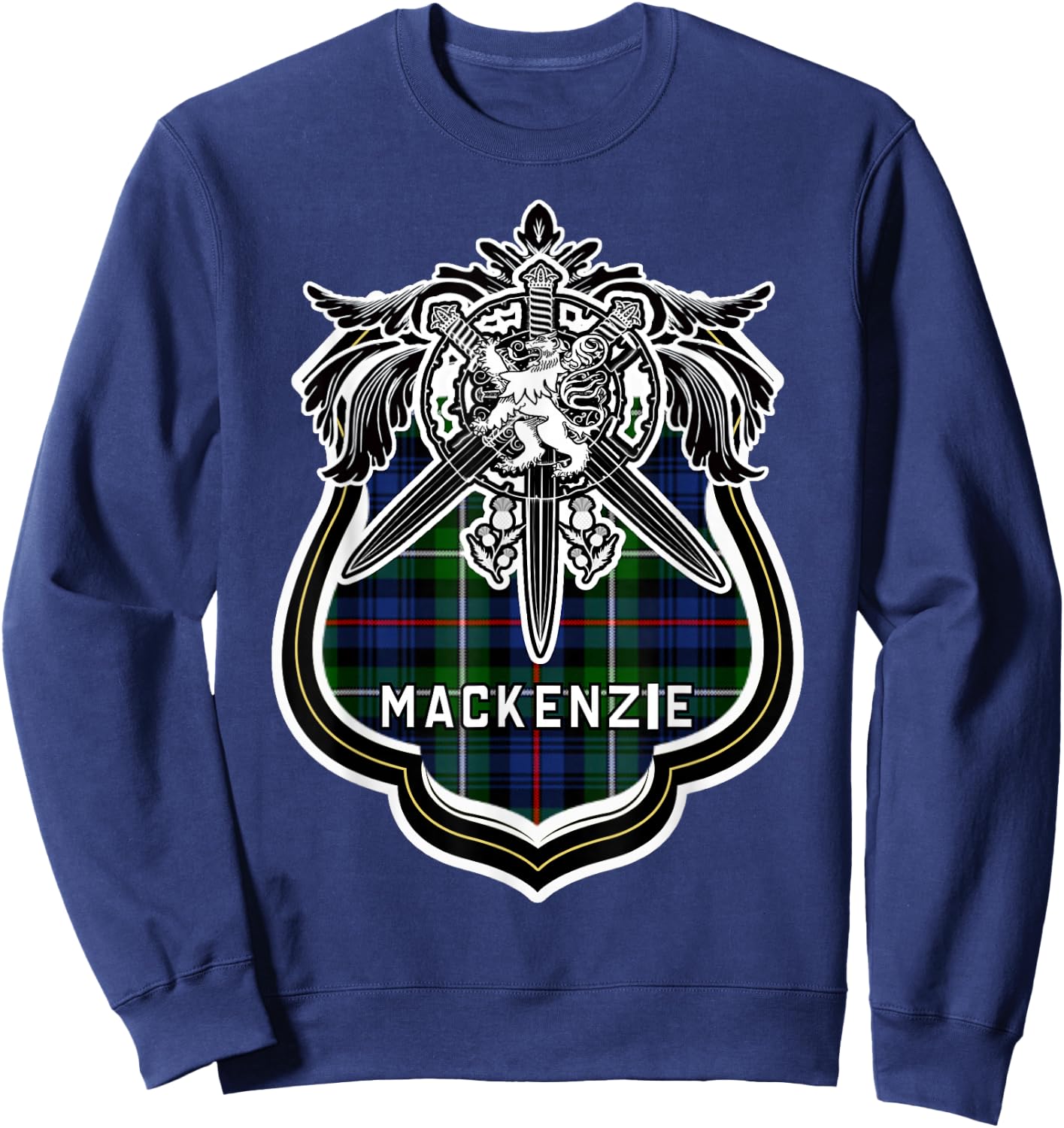 MacKenzie Scottish Clan Family Tartan Lion Sword Name Sweatshirt - Sweatshirt | Navy