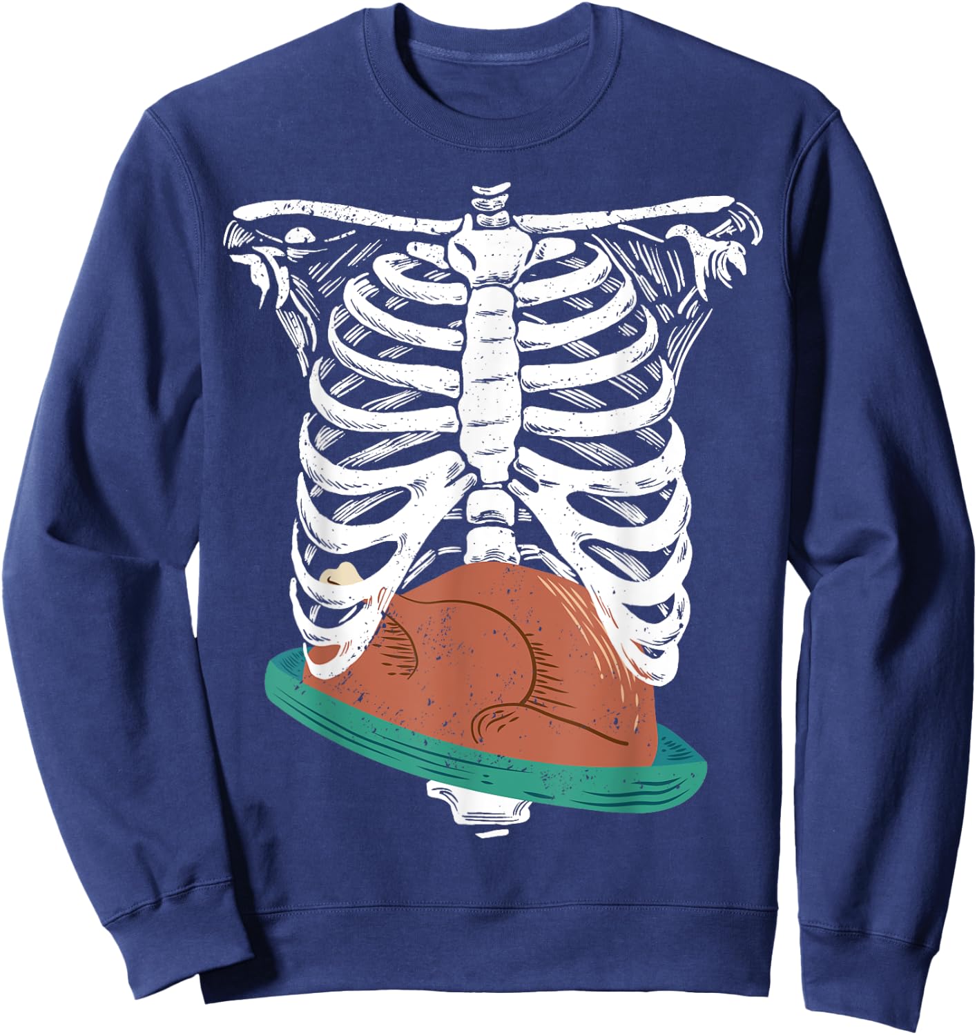 Thanksgiving turkey in ribcage skeleton Xray Sweatshirt - Sweatshirt | Navy