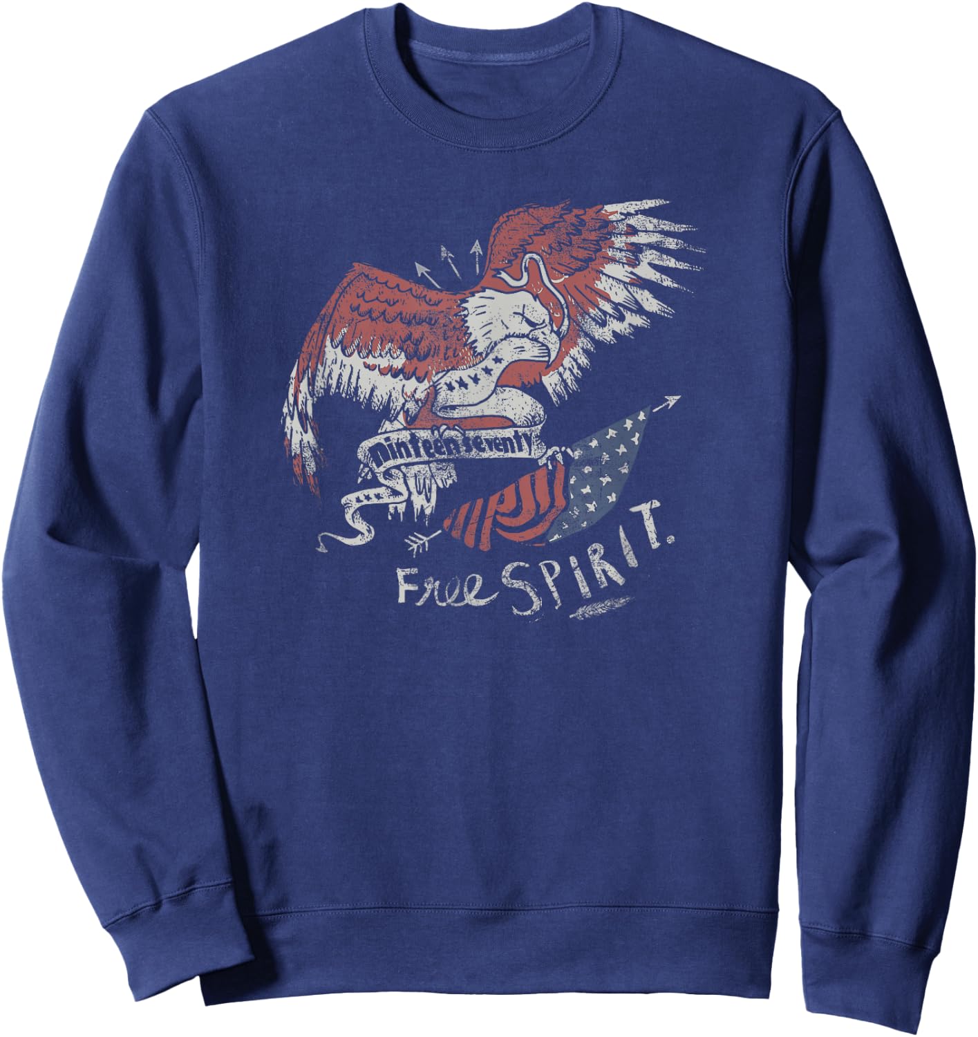 Trendy Vintage Free Spirit American Eagle Sweatshirt - Sweatshirt | Navy