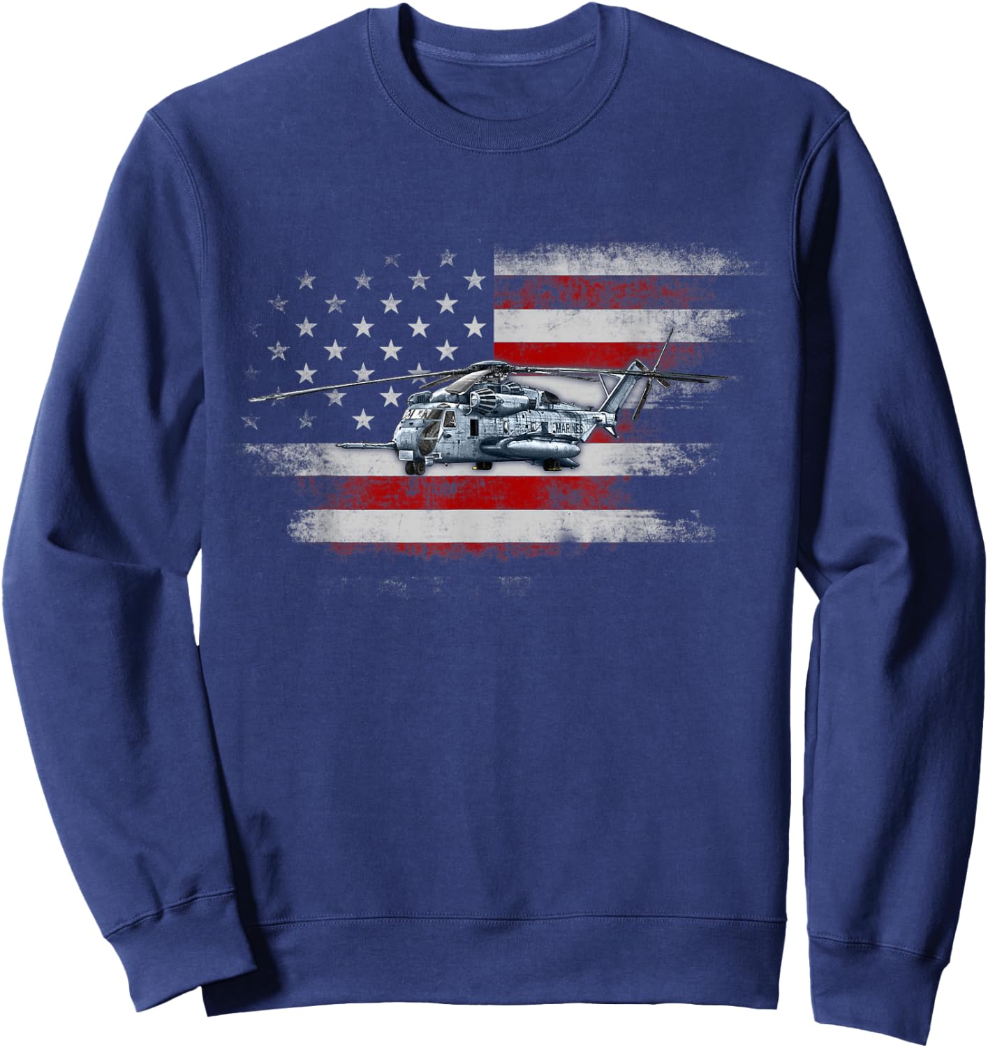 Patriotic CH-53 and MH-53 helicopter Flag Helicopter Pilot Men Sweatshirt - Sweatshirt | Navy