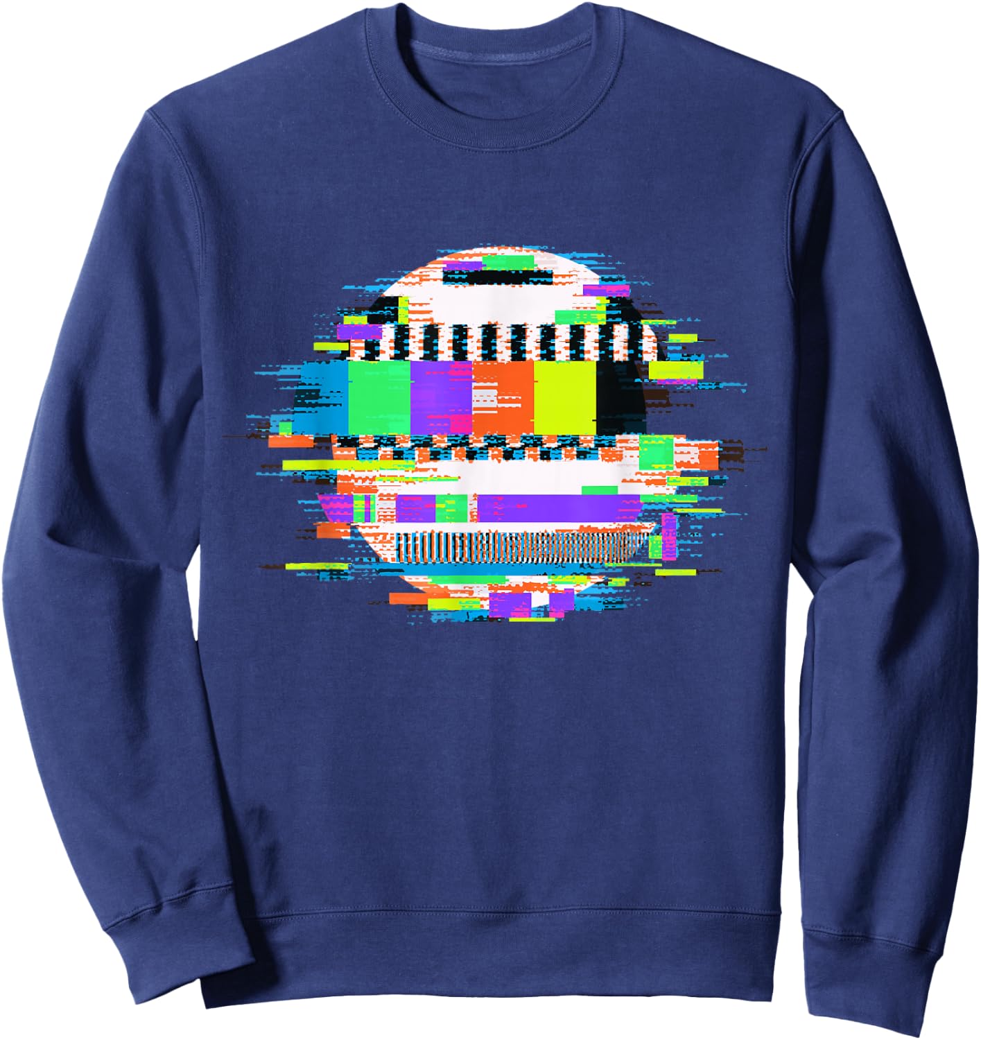 Glitch TV Static Trippy Glitch TV Screen Art Sweatshirt - Sweatshirt | Navy