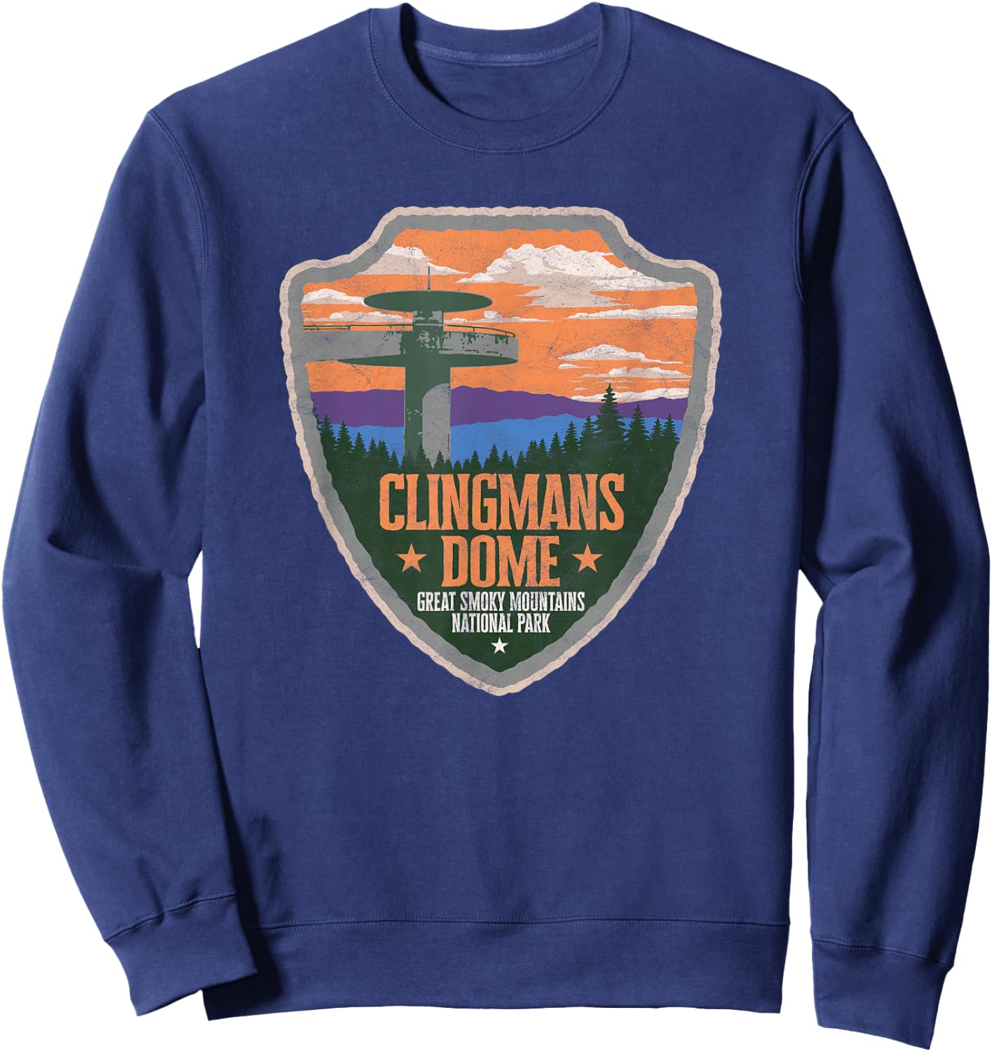 Clingmans Dome Great Smoky Mountains Park Vintage Sweatshirt - Sweatshirt | Navy