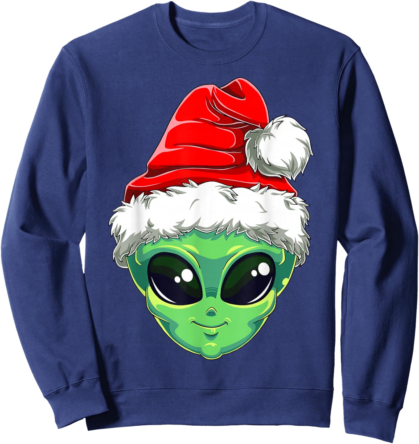 Christmas Alien Santa Costume Funny UFO Santa Hat Xmas Kids Sweatshirt - Sweatshirt | Navy