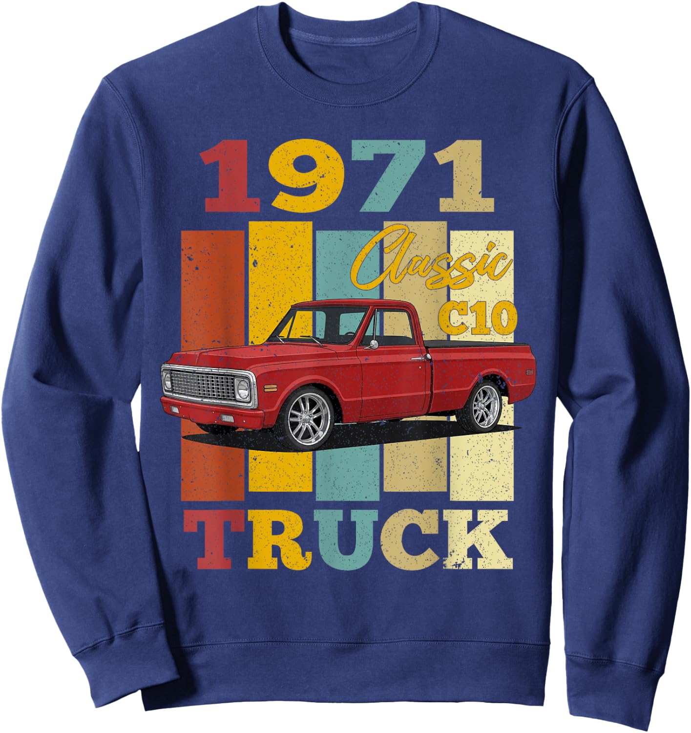 1971 C10 Truck Vintage 71 Silhouette Classic Old Hot Rod Sweatshirt - Sweatshirt | Navy