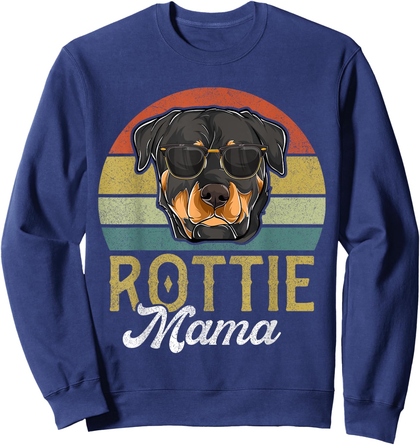 Retro Rottweiler Rottie Mama Shirt Women, Mothers Day Dog Sweatshirt - Sweatshirt | Navy