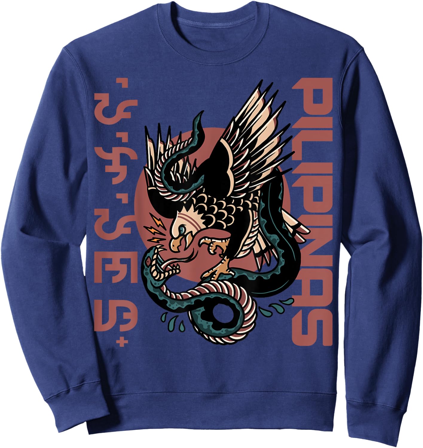 Pilipinas Alibata Snake Eagle Sun Art Philippines Filipino Sweatshirt - Sweatshirt | Navy