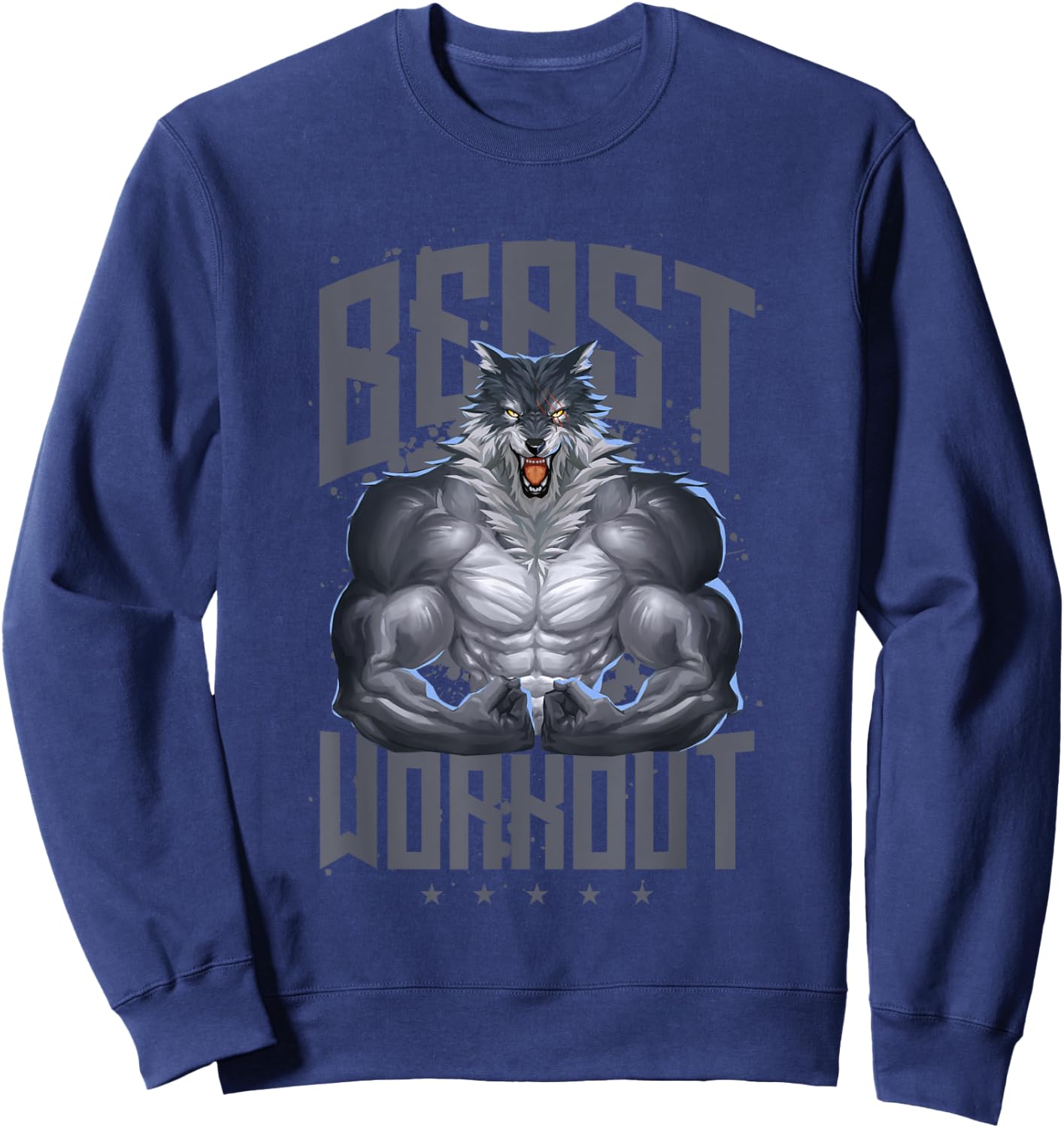 Wolf Workout Beast | Gym Fitness Bodybuilding Muscles Sweatshirt - Sweatshirt | Navy
