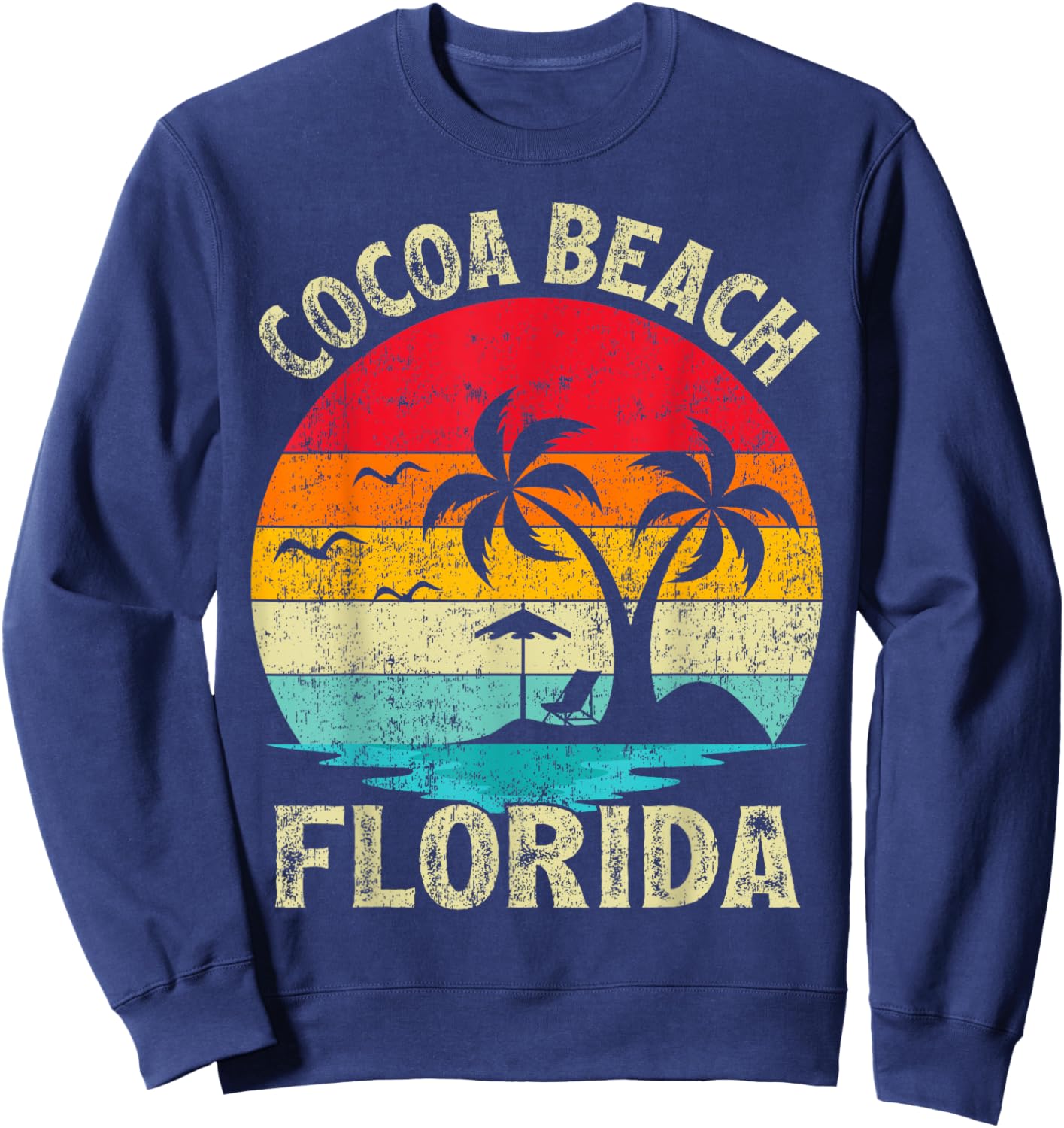 Family Vacation Vintage Retro Florida Cocoa Beach Women Kids Sweatshirt - Sweatshirt | Navy
