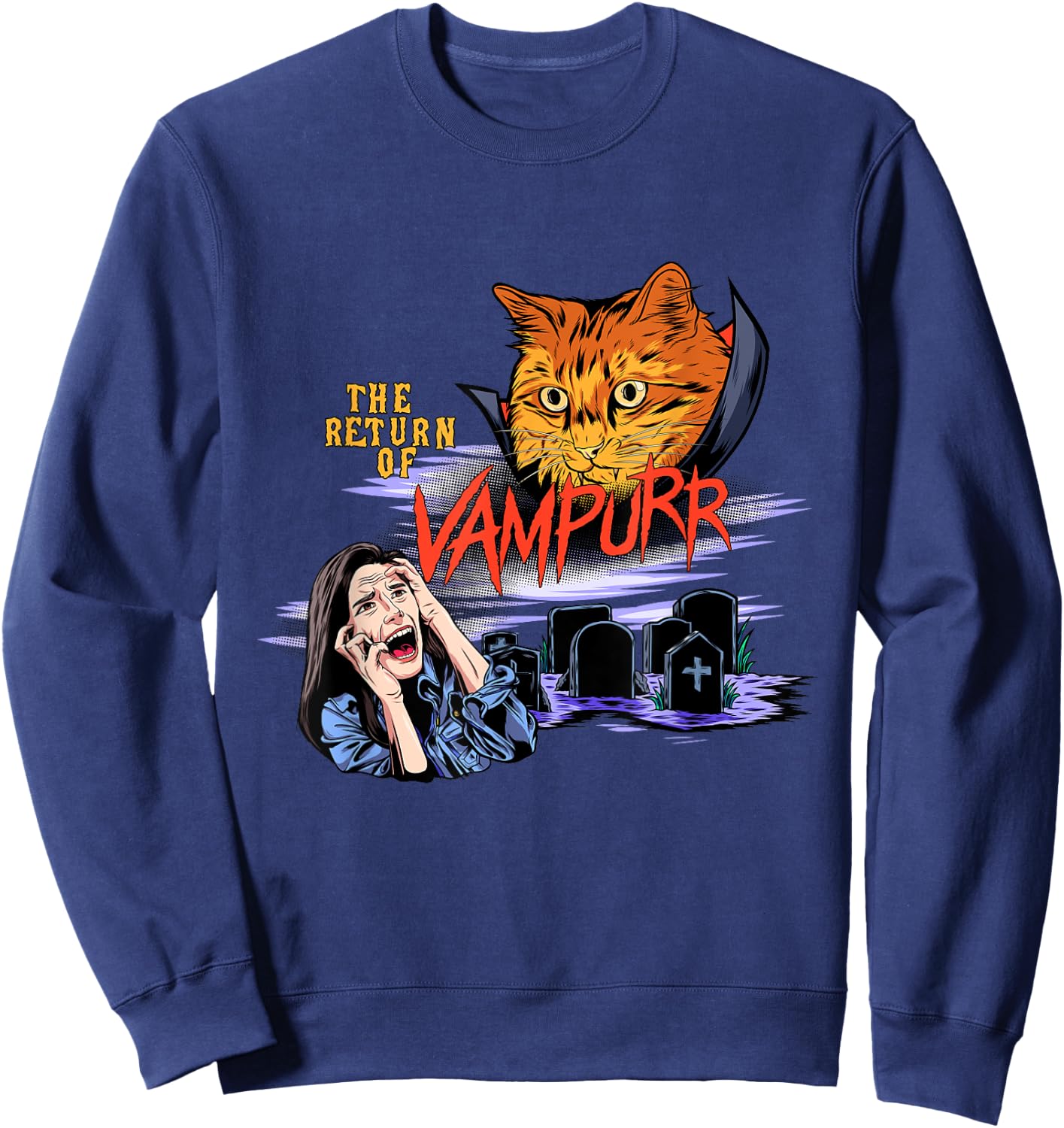 Return Of The Vampurr Cute Cat Cat Lover Cat Owner Halloween Women Kids Sweatshirt - Sweatshirt | Navy