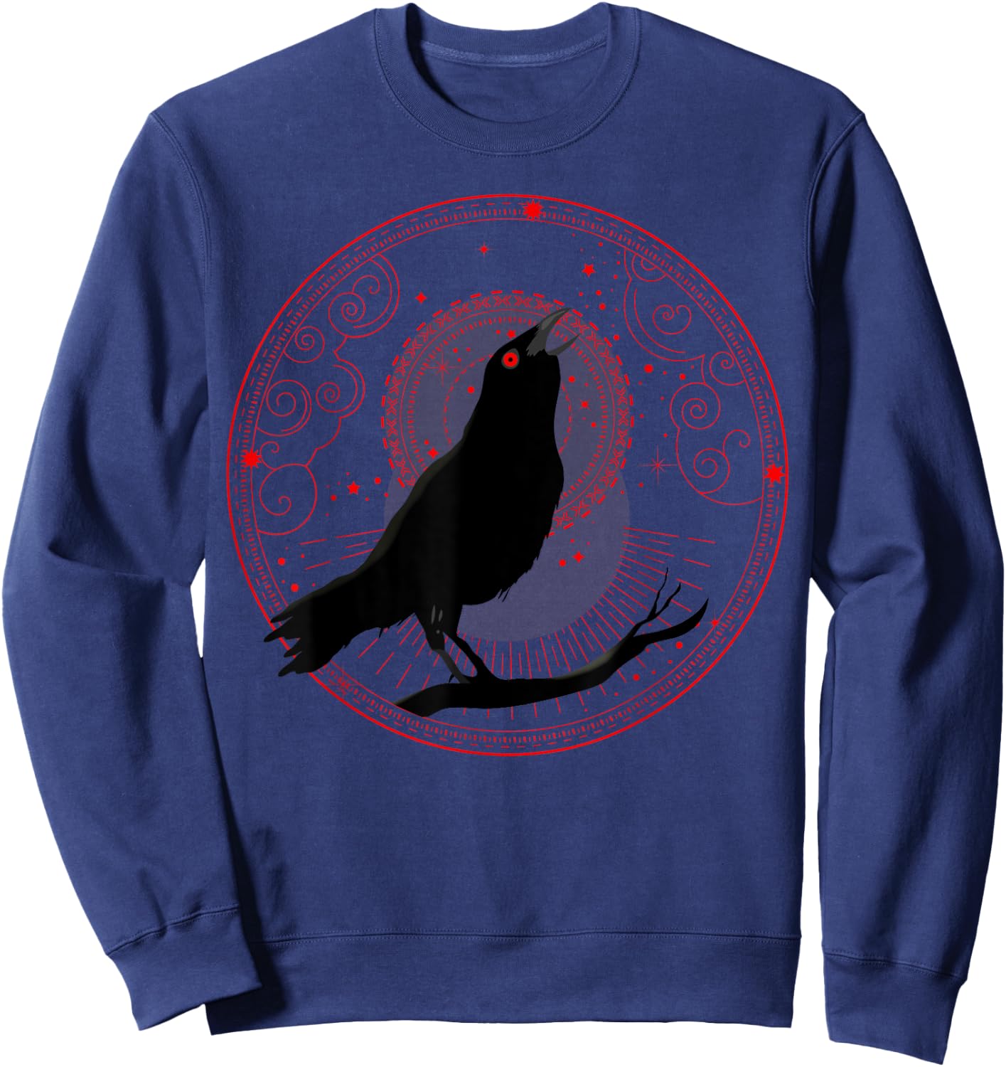 Beautiful Black Crow Raven Bird Watch. Birds Silhouette Sweatshirt - Sweatshirt | Navy