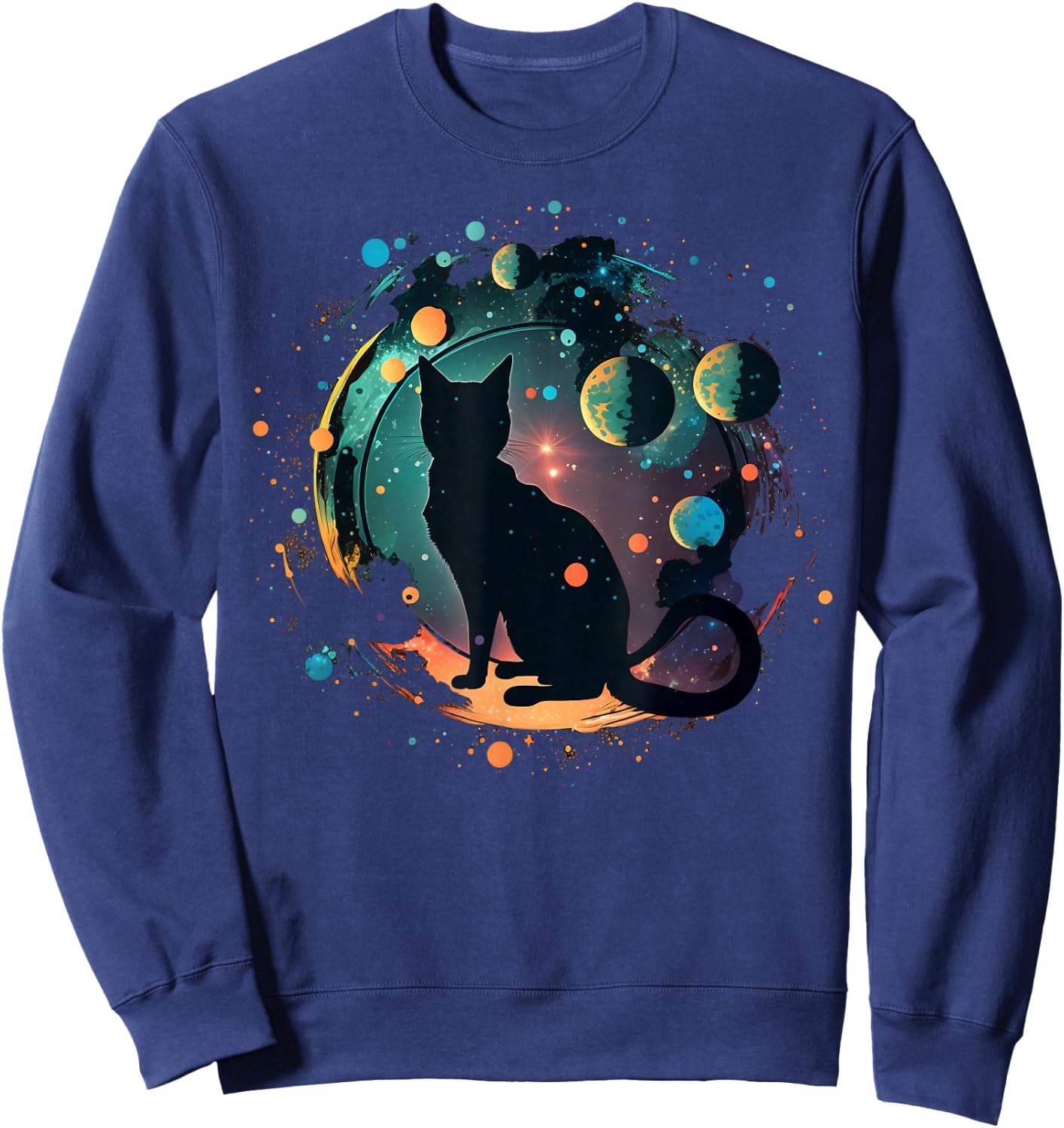 Astronaut Cat or Funny Space Cat on Galaxy Cat Women Kids Sweatshirt - Sweatshirt | Navy