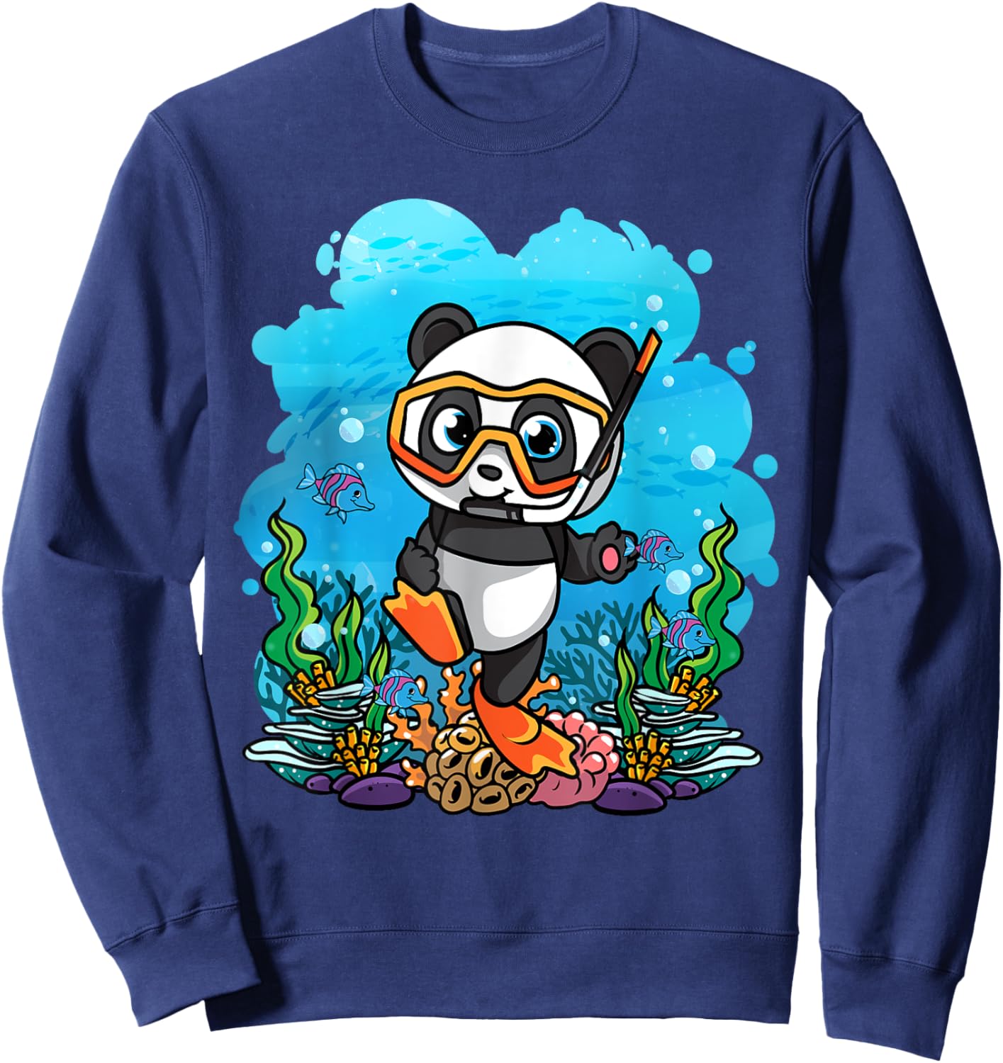 SCUBA Diver cute Panda Design Sweatshirt - Sweatshirt | Navy