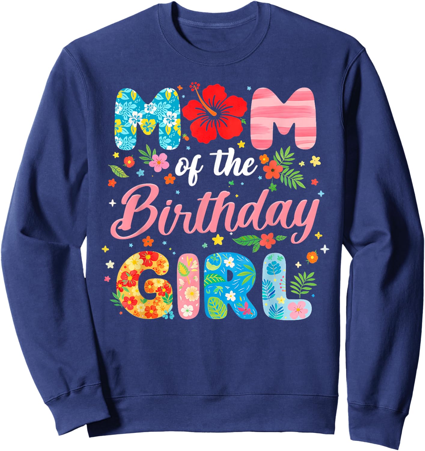 Mom of The Birthday Girl Family Summer Beach Birthday Party Sweatshirt - Sweatshirt | Navy