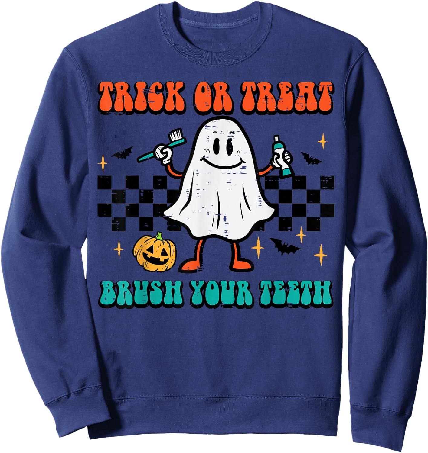 Halloween Trick Treat Brush Teeth Dentist Costume Men Women Sweatshirt - Sweatshirt | Navy