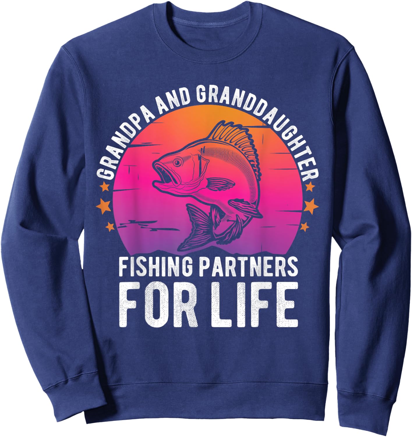 Grandpa and Granddaughter Fishing Partners For Life Fishing Sweatshirt - Sweatshirt | Navy