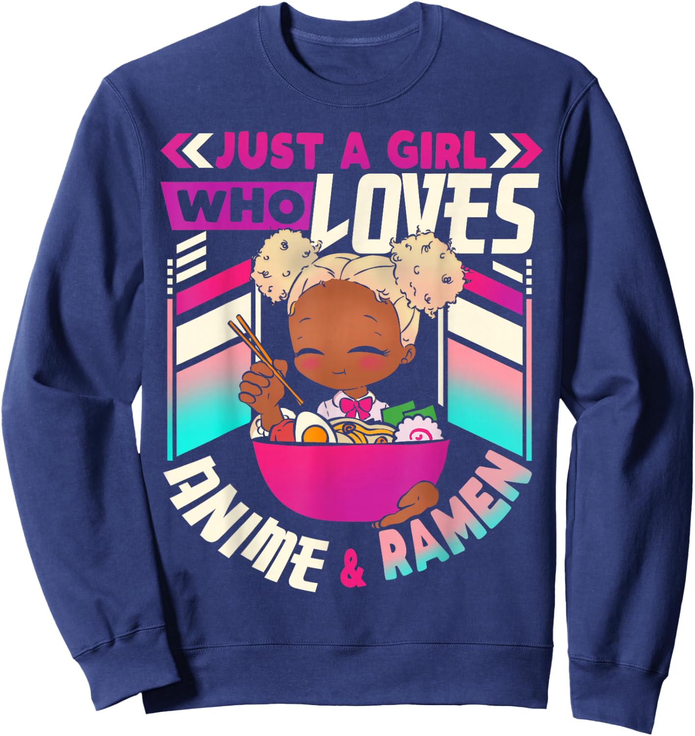 Anime Ramen Black Girl Sweatshirt - Sweatshirt | Navy