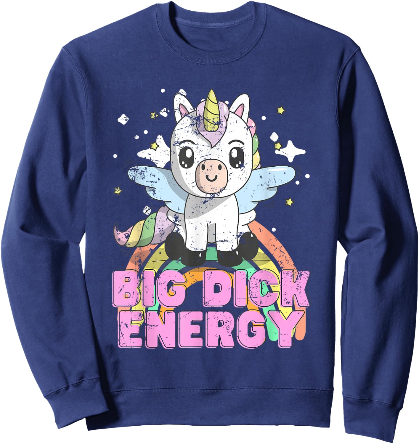 Funny Ironic Cool Unicorn Big Dick Energy Festival Anime Sweatshirt - Sweatshirt | Navy
