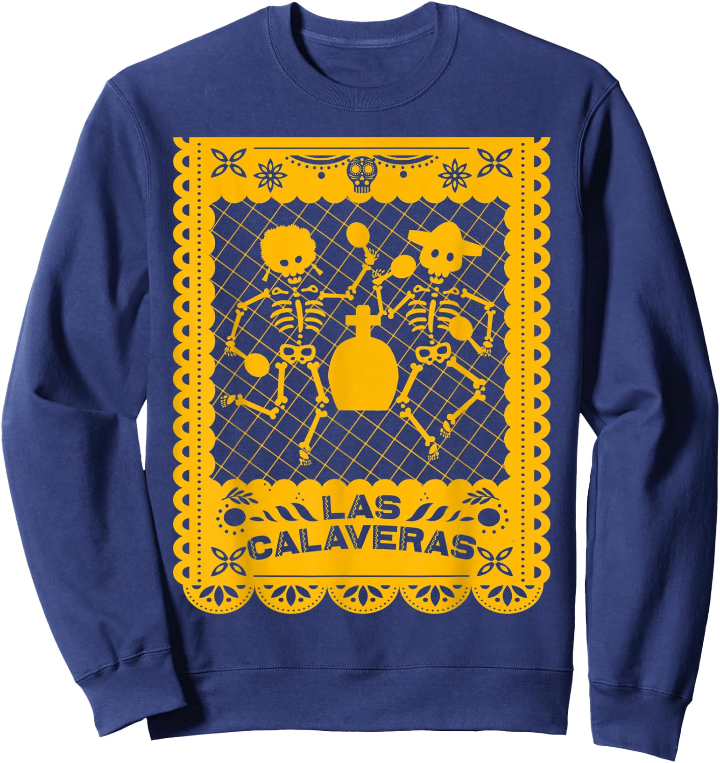 Day of the Dead Dia de Muertos Mexican Papel Picado Calavera Sweatshirt - Sweatshirt | Navy