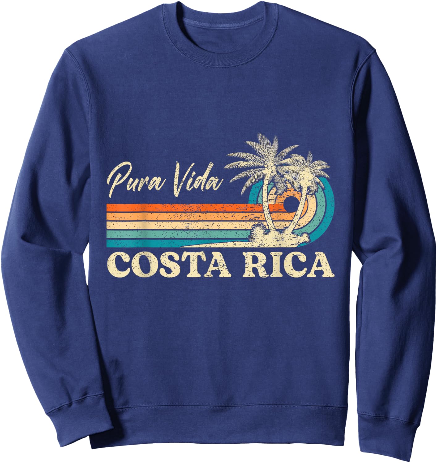 Costa Rica Retro Beach Vacation Costa Rica Souvenir Beach Sweatshirt - Sweatshirt | Navy
