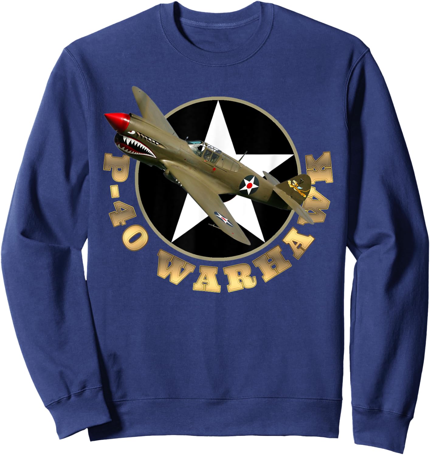 P-40 Warkhawk Fighter Aircraft WW2 Airplane Military Gift Sweatshirt - Sweatshirt | Navy
