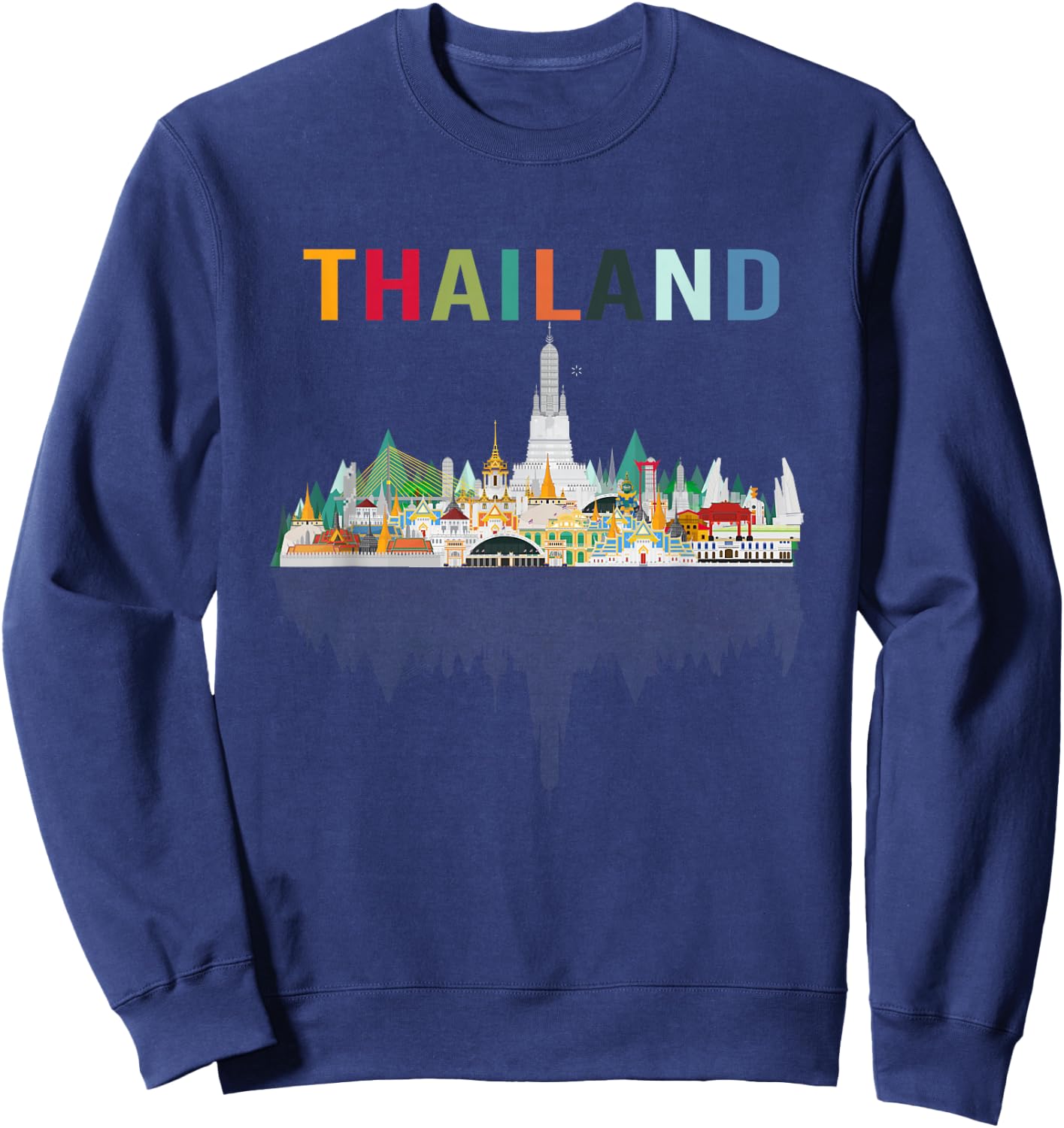 Bangkok Travel Thailand Gift -Adults Black Thai Flag Small Sweatshirt - Sweatshirt | Navy