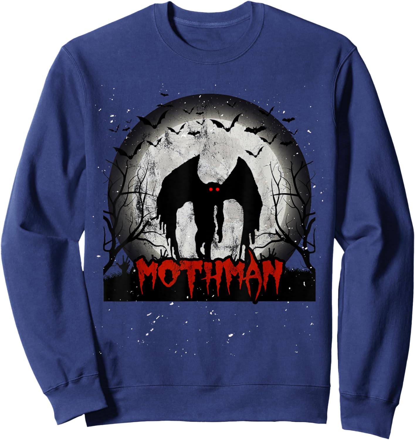 Dark Moon With Bats and Mothman Folklore Sweatshirt - Sweatshirt | Navy