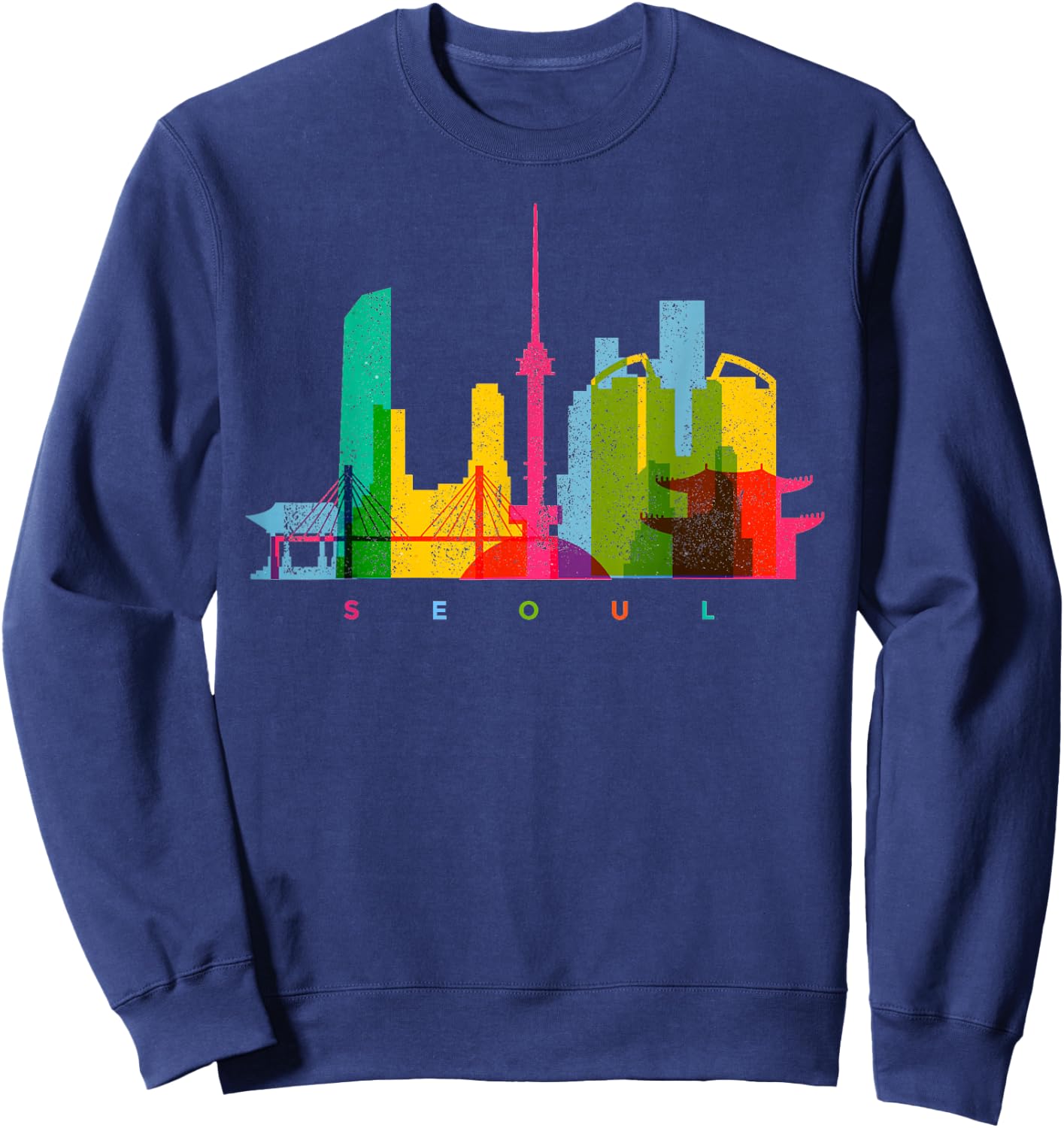 Seoul Skyline South Korea Colourful Vintage Seoul Sweatshirt - Sweatshirt | Navy