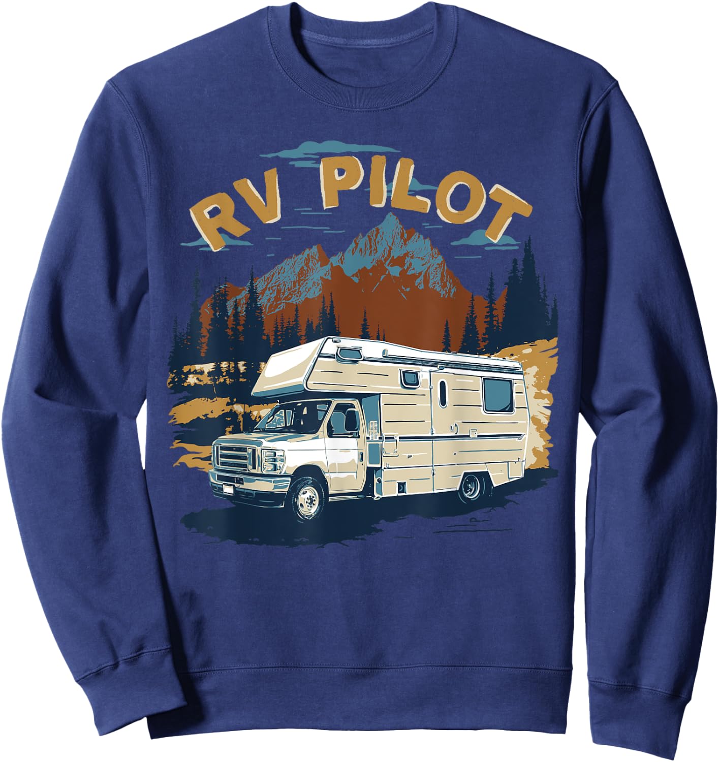 RV Road Trip Travel RV Pilot - Men's -Adults Classic Fit Short Sleeve Black - Small Sweatshirt - Sweatshirt | Navy