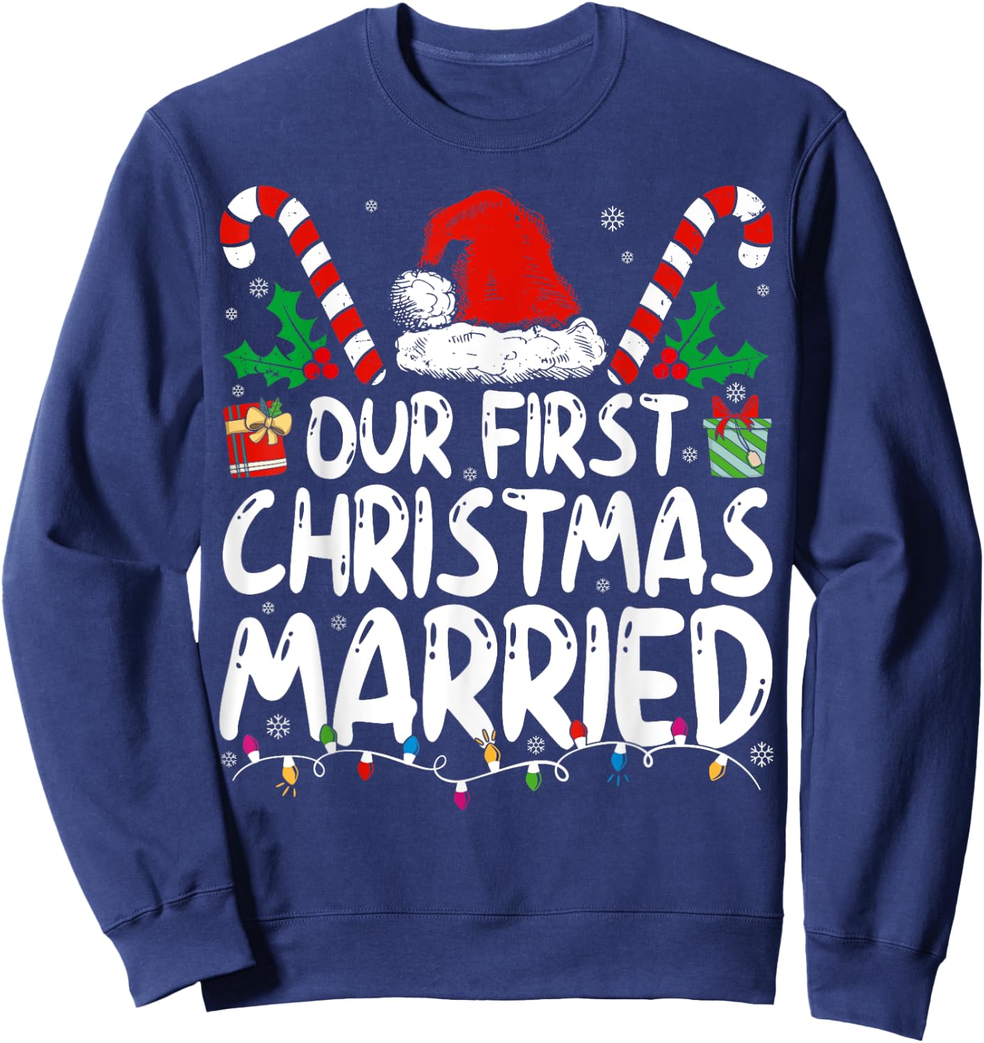 Our First Christmas Married As Mr and Mrs Couples Matching Sweatshirt - Sweatshirt | Navy
