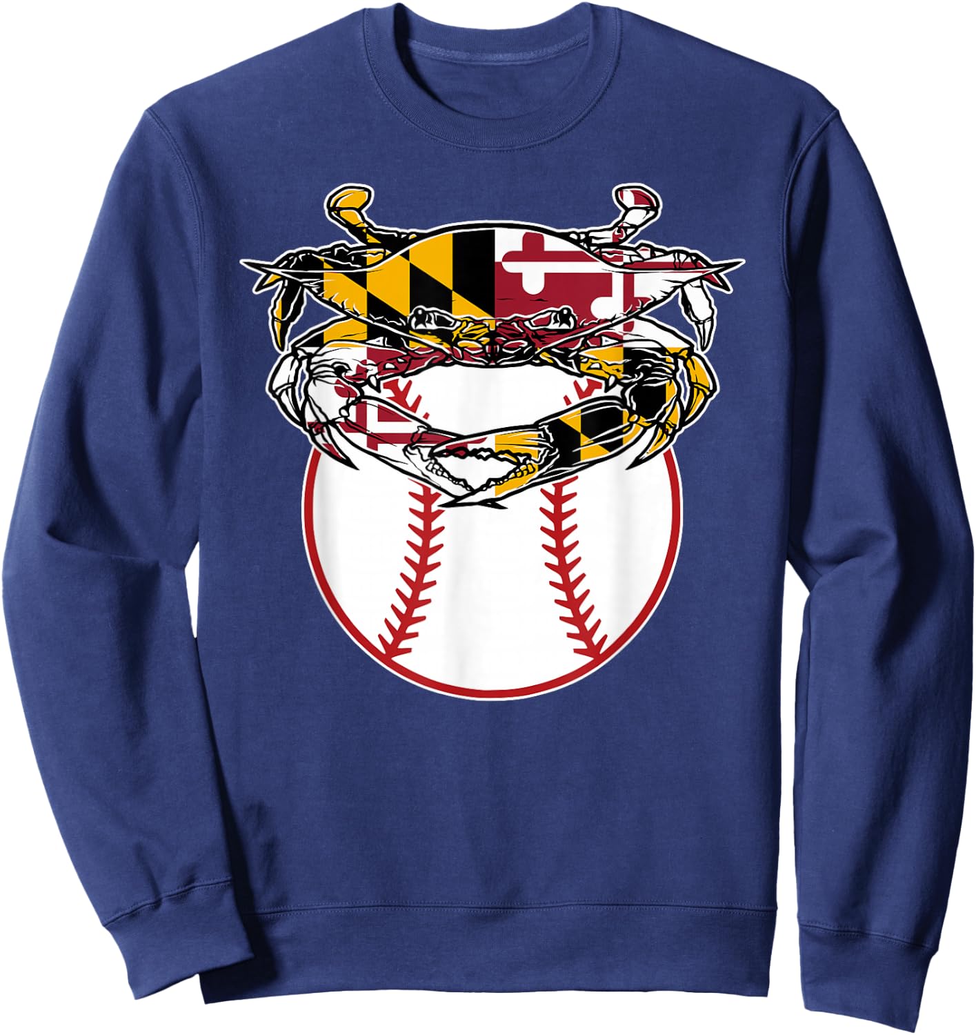 Maryland Crab State Pride Flag Gift - Baseball & Blue Crab Sweatshirt - Sweatshirt | Navy