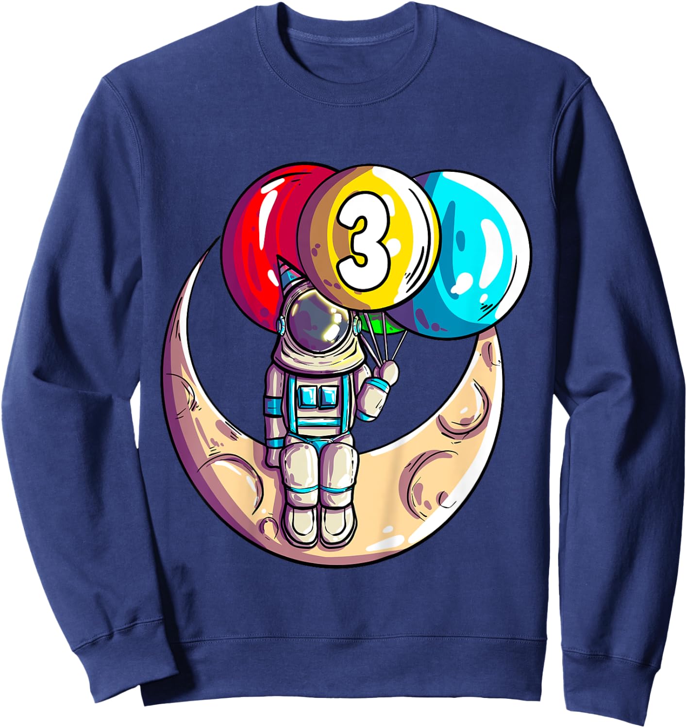 Kids Astronaut Space Moon 3 Year - 3rd Birthday Sweatshirt - Sweatshirt | Navy