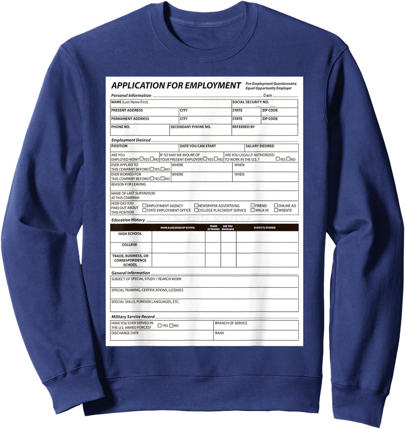 Funny Scary Halloween Costume Job Application Trick or Treat Sweatshirt - Sweatshirt | Navy