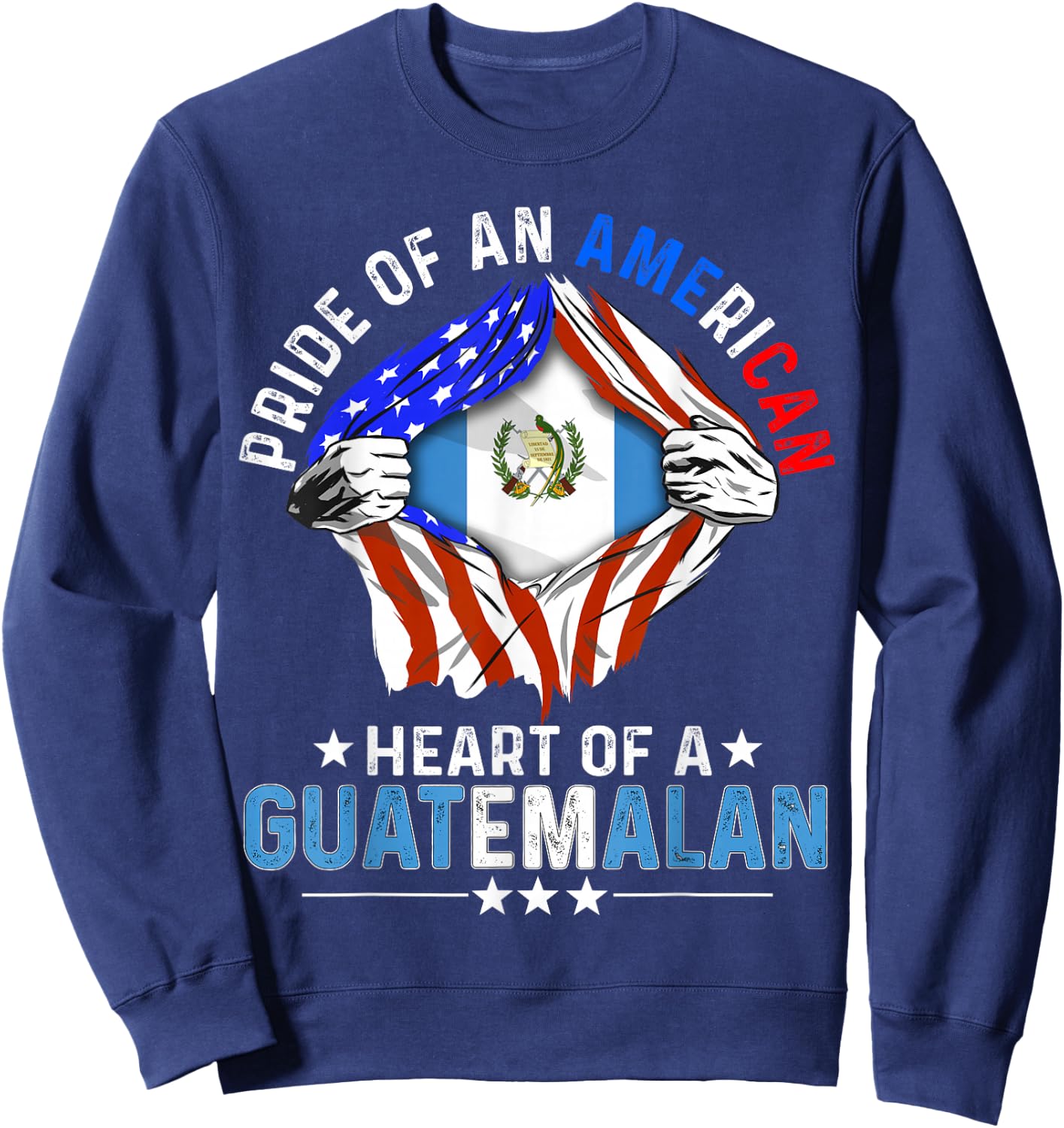 Guatemalan American America Pride Foreign Guatemala Flag Sweatshirt - Sweatshirt | Navy