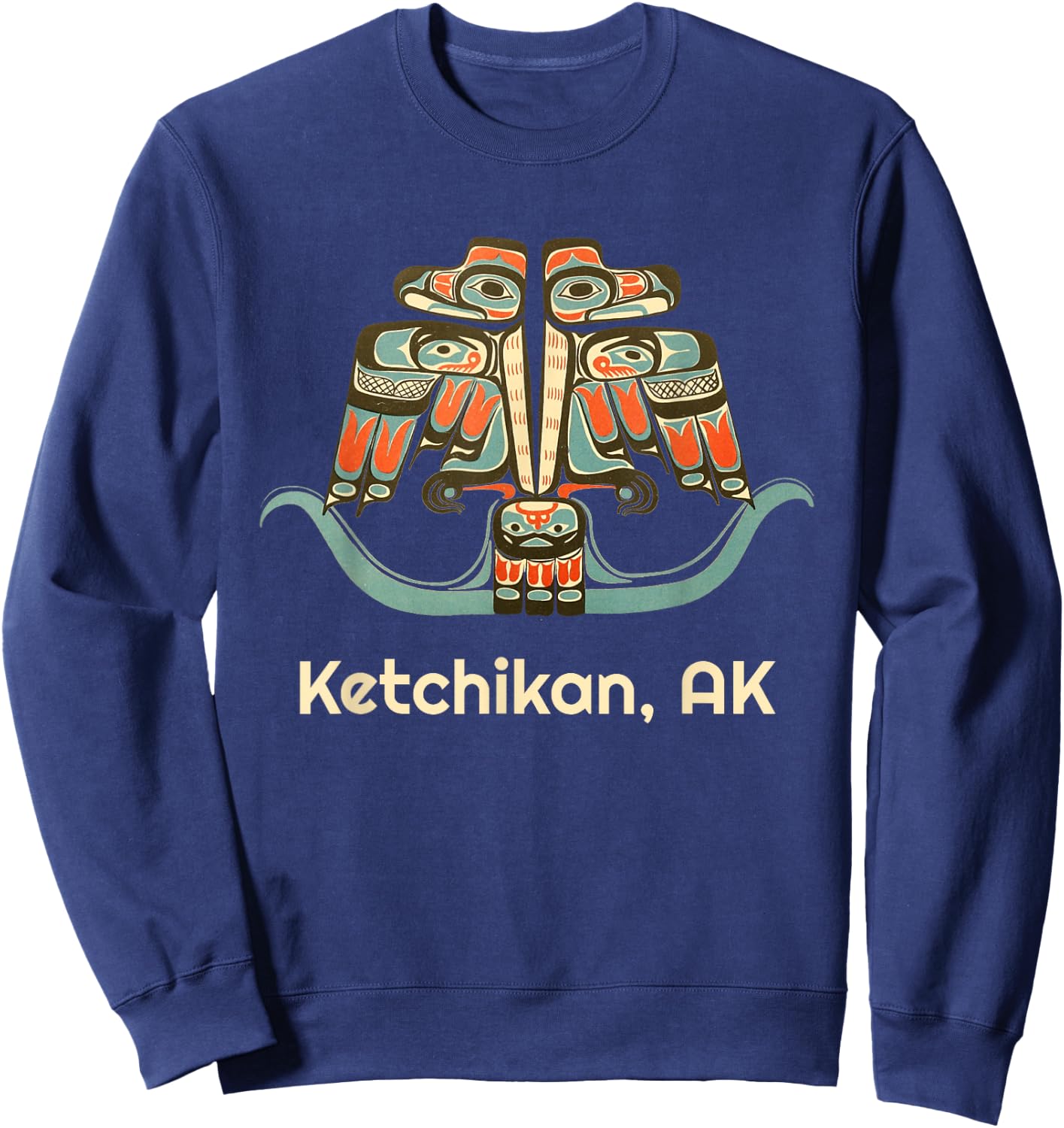 Ketchikan Alaska Thunderbird Native Indian American Tribal Sweatshirt - Sweatshirt | Navy