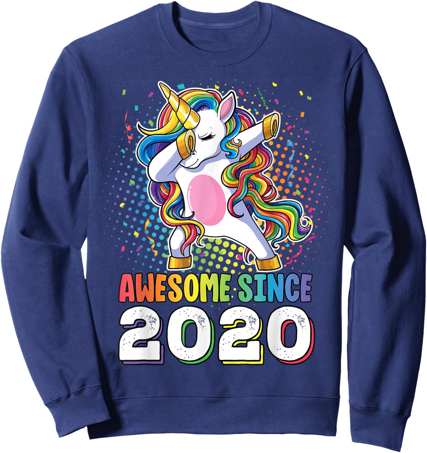 Awesome Since 2020 Girls Boys Dabbing Unicorn Birthday Sweatshirt - Sweatshirt | Navy
