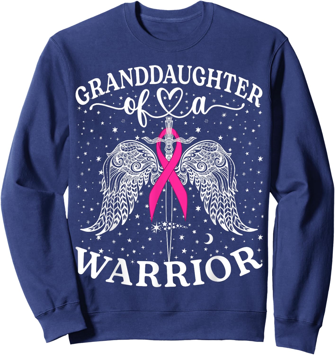 Granddaughter Of A Warrior Breast Cancer Awareness Support Sweatshirt - Sweatshirt | Navy