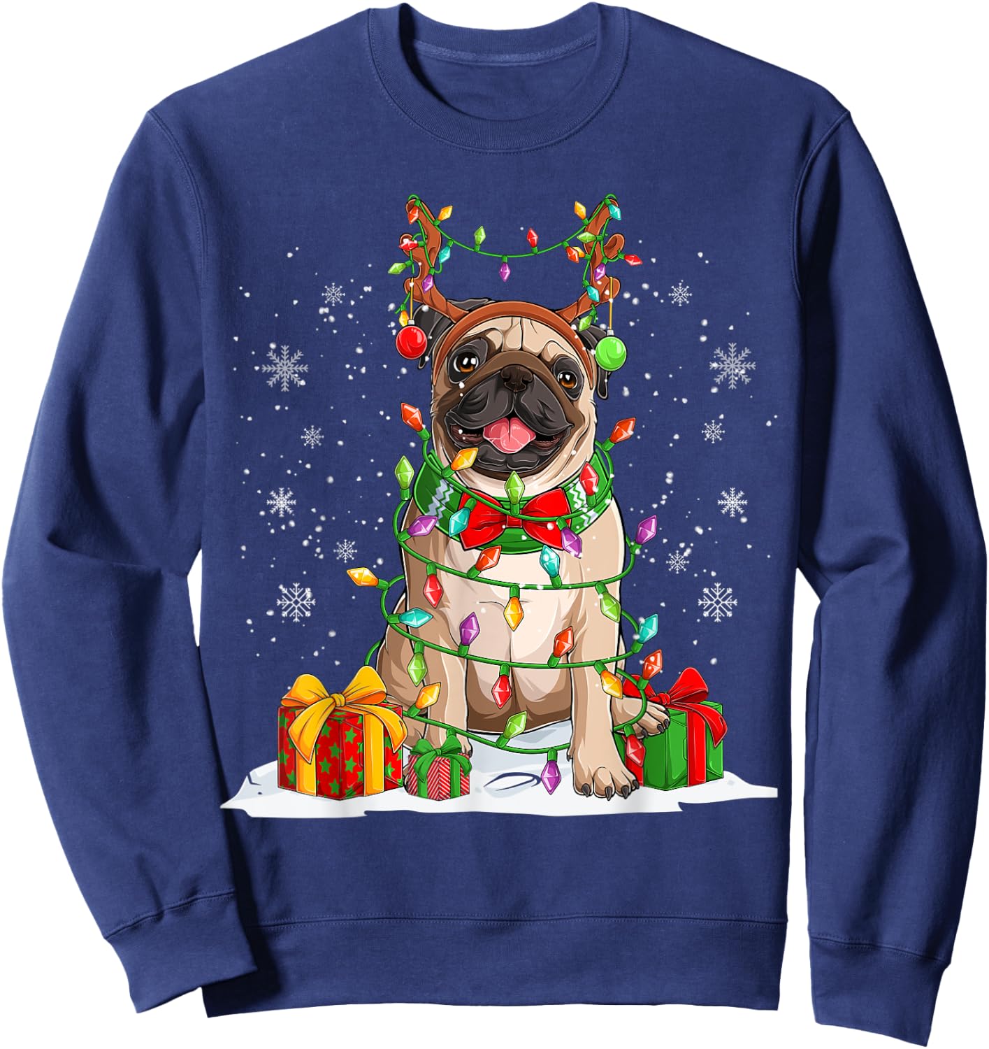 Ugly Pug Christmas Sweater Pajama Men Family Sweatshirt - Sweatshirt | Navy
