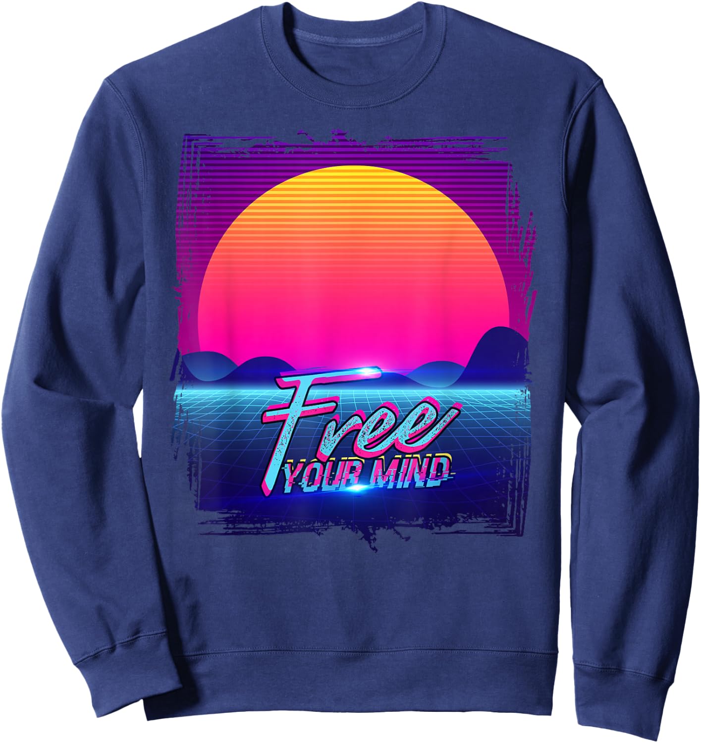 Free Your Mind Aesthetic Vaporwave Art Sweatshirt - Sweatshirt | Navy