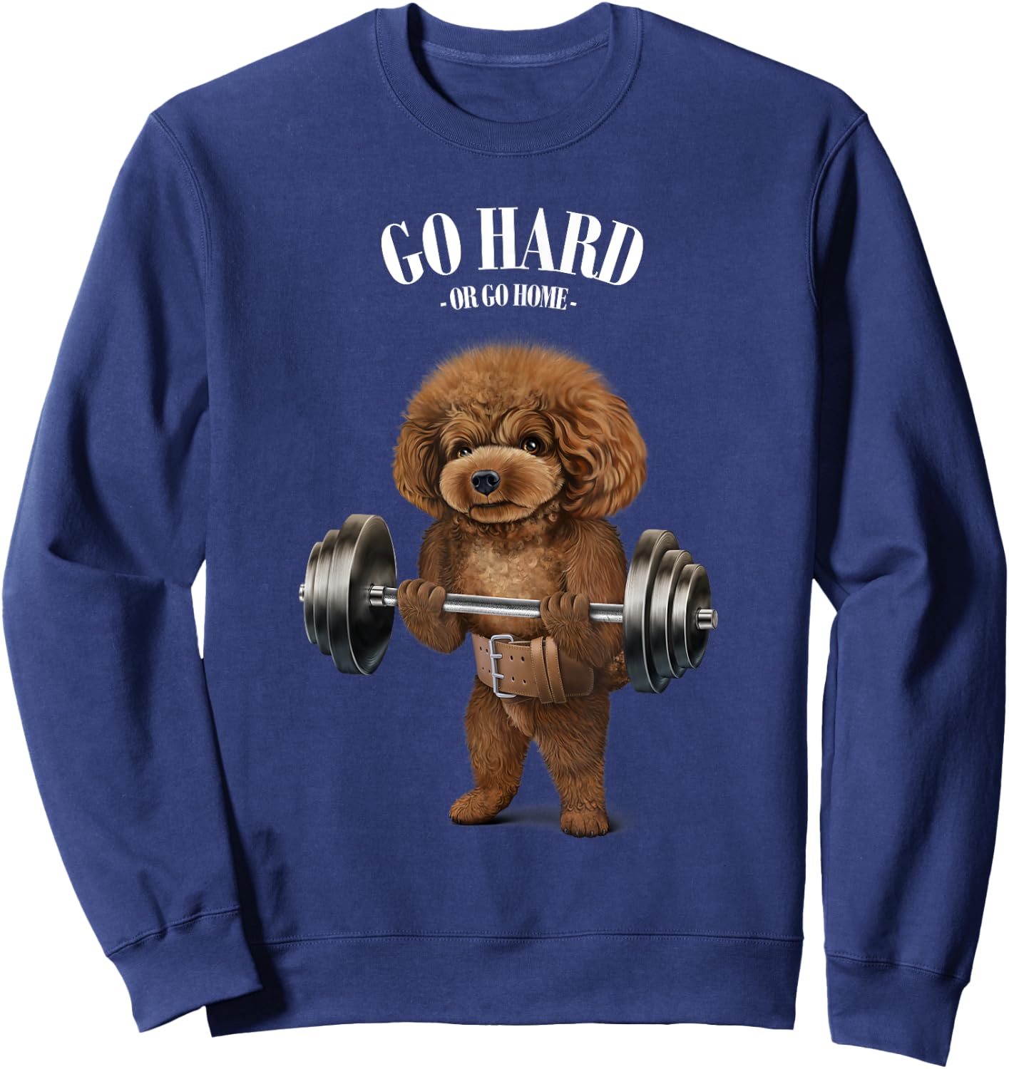 Poodle Dog Weightlifting in Fitness Gym Sweatshirt - Sweatshirt | Navy