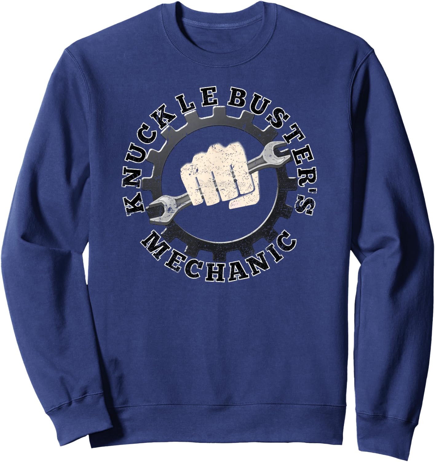 Knuckle Buster's Mechanic Distressed Graphics Sweatshirt - Sweatshirt | Navy