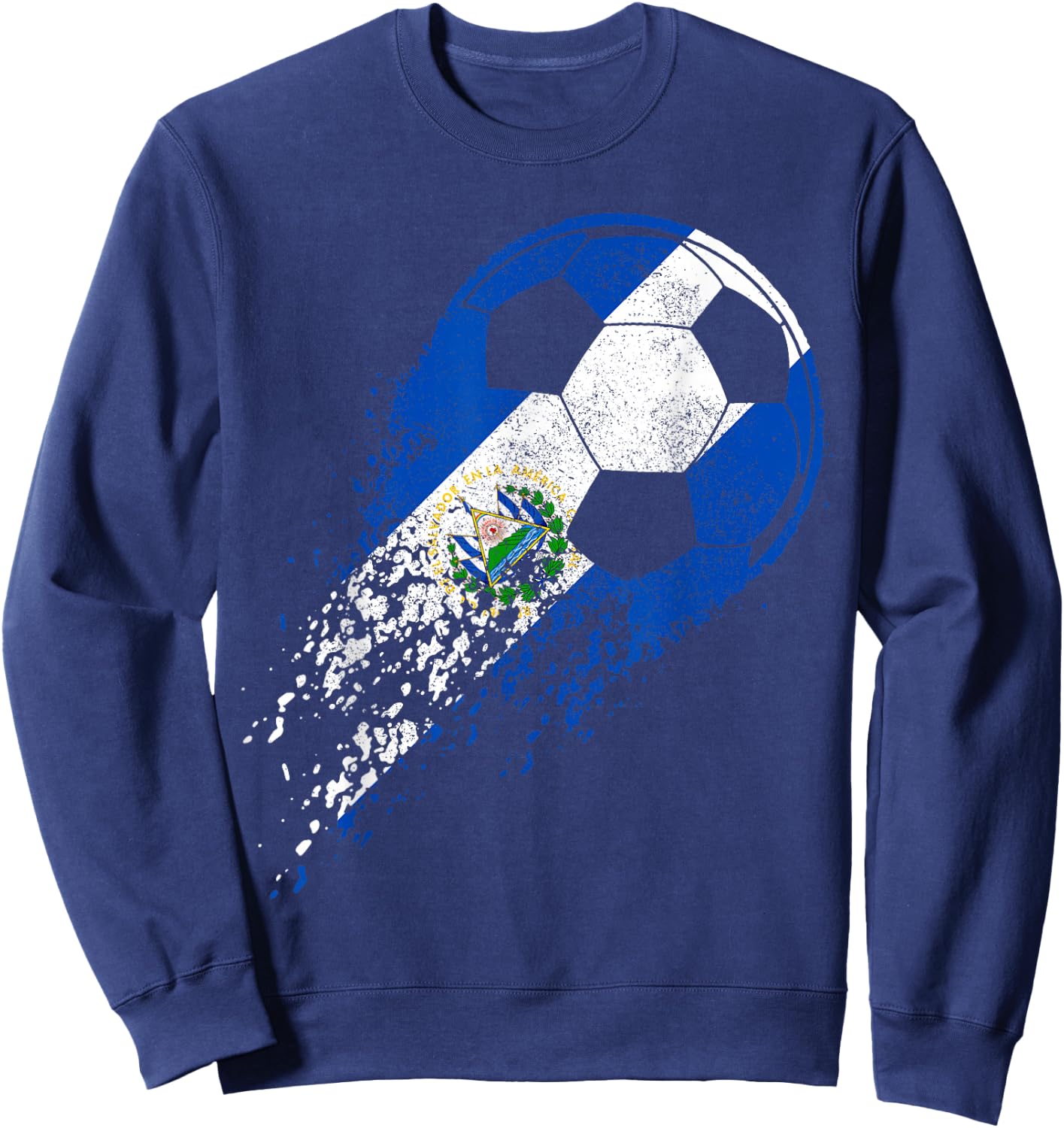 El Salvador Football Player Salvadoran Flag Sweatshirt - Sweatshirt | Navy