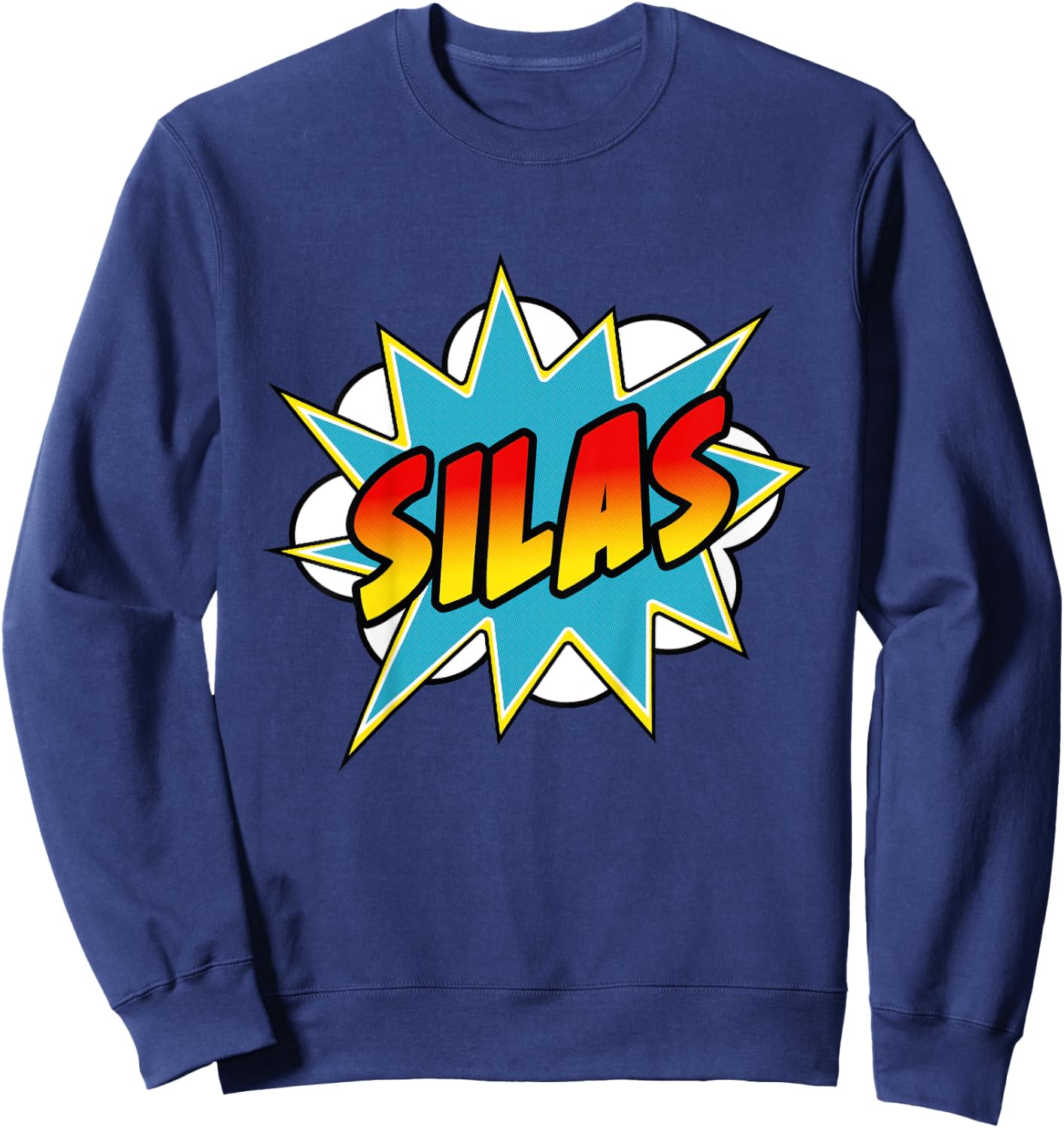 Kids Boys Silas Name Comic Book Superhero Sweatshirt - Sweatshirt | Navy