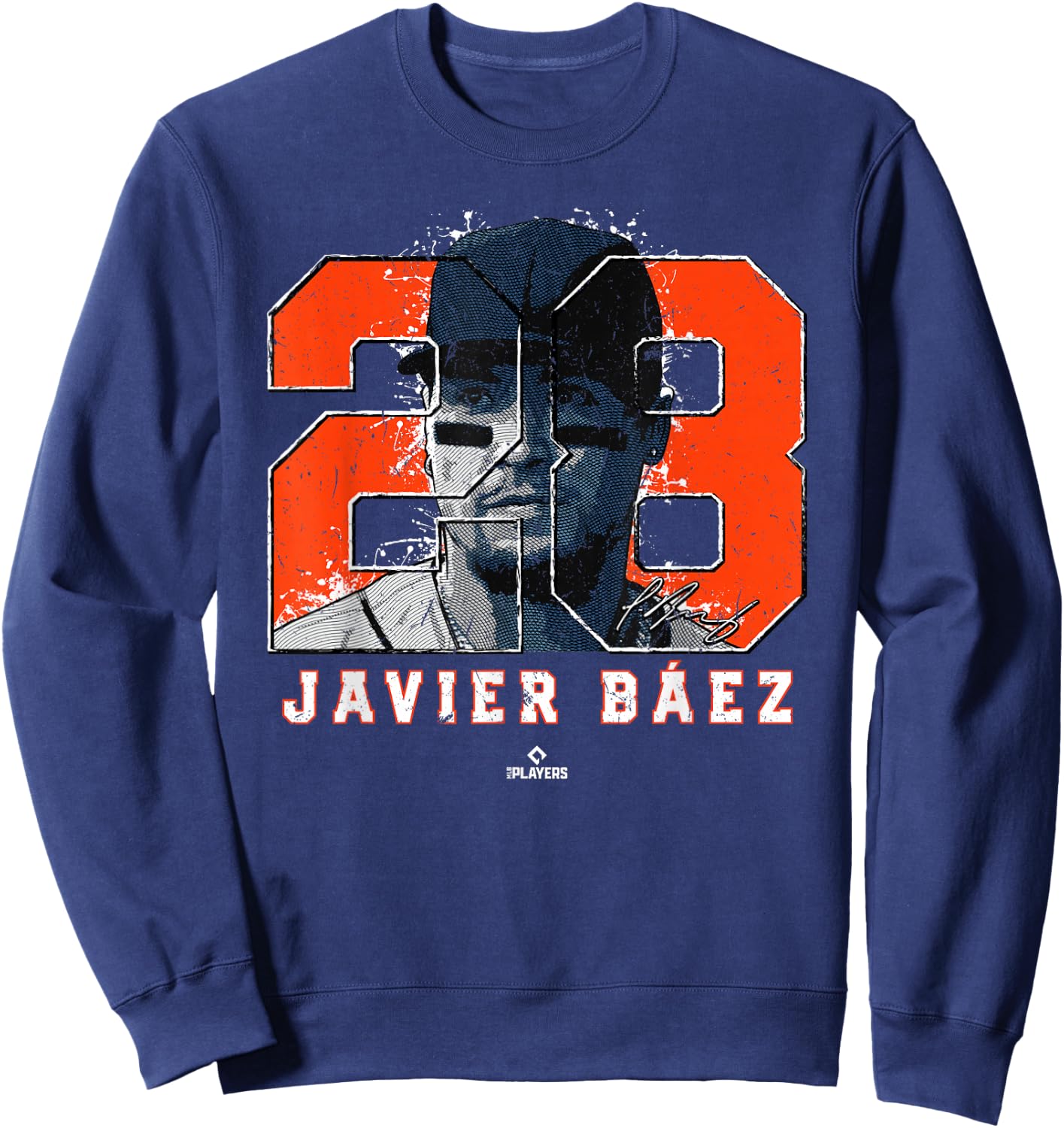 Javier Baez Silhouette Detroit Michigan MLBPA Sweatshirt - Sweatshirt | Navy